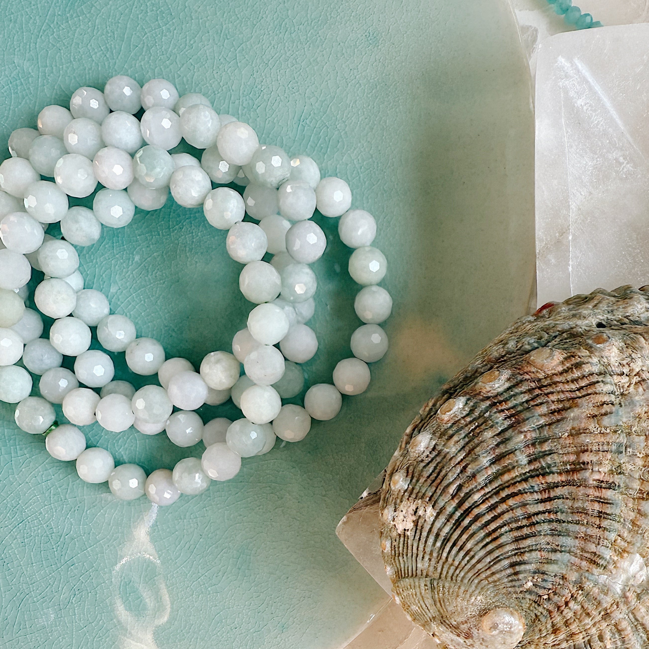 Faceted Sea Foam Jade Bracelet – certified authentic jade in calming ocean green tones