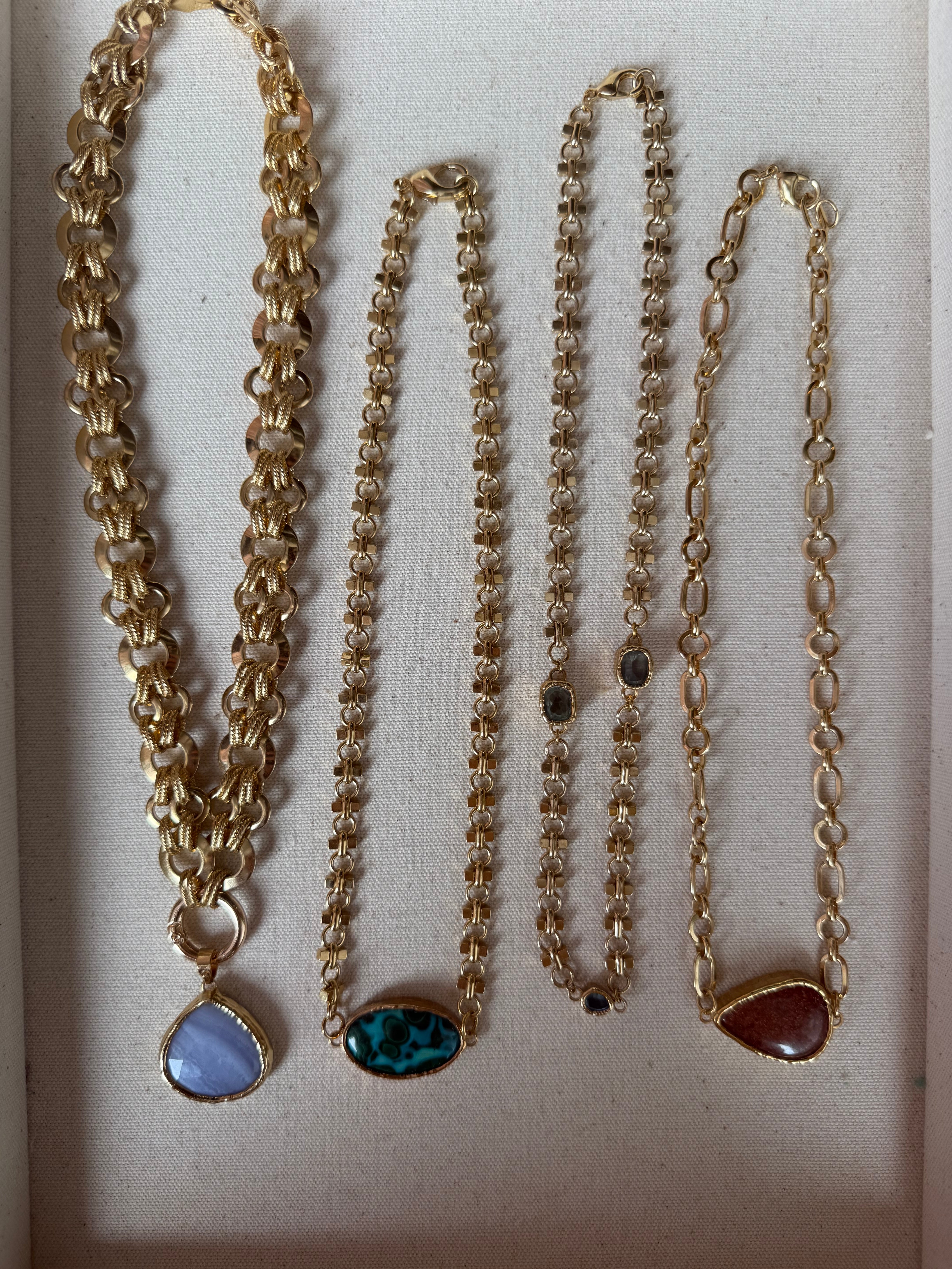 The Jett Necklace | Blue Lace Agate + Golden Rutile