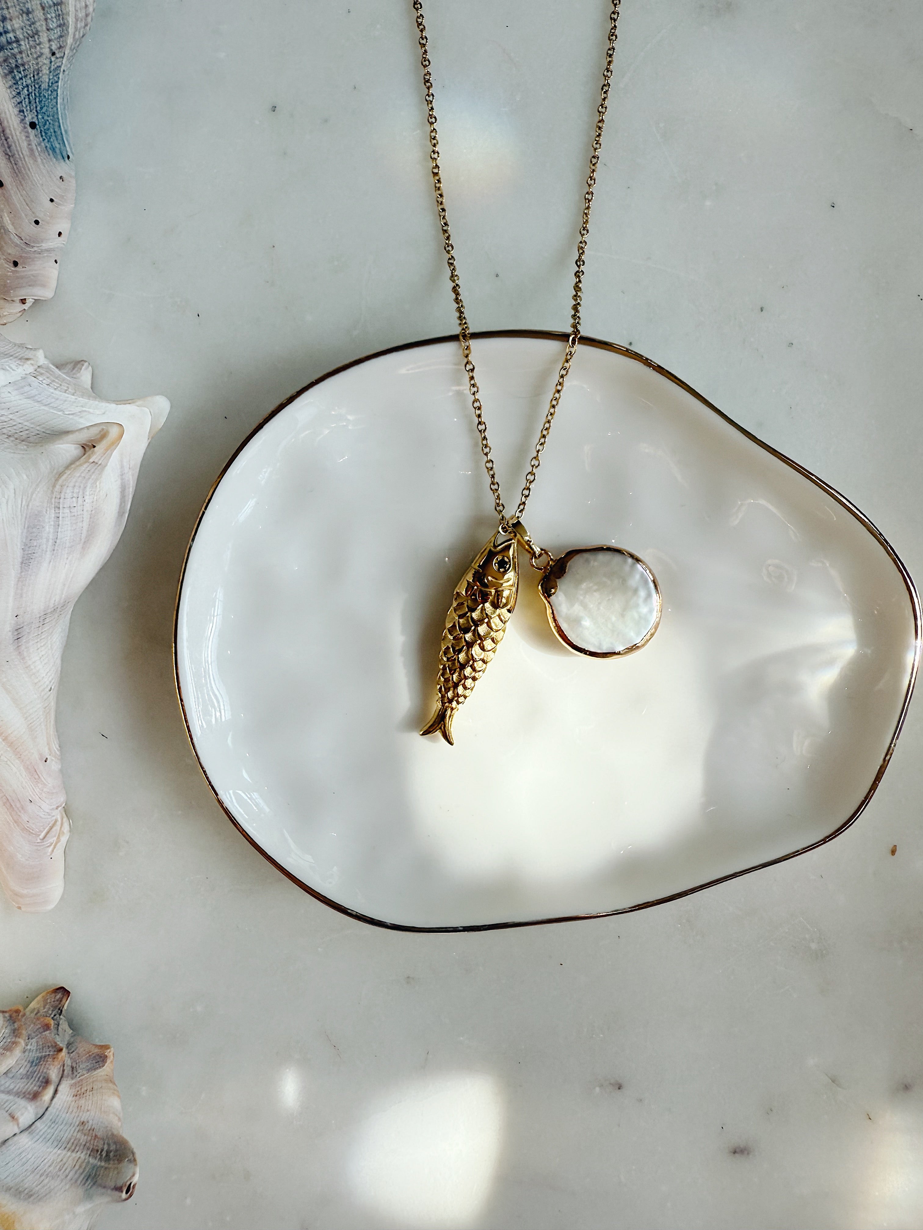 Sea Button Pearl Charm