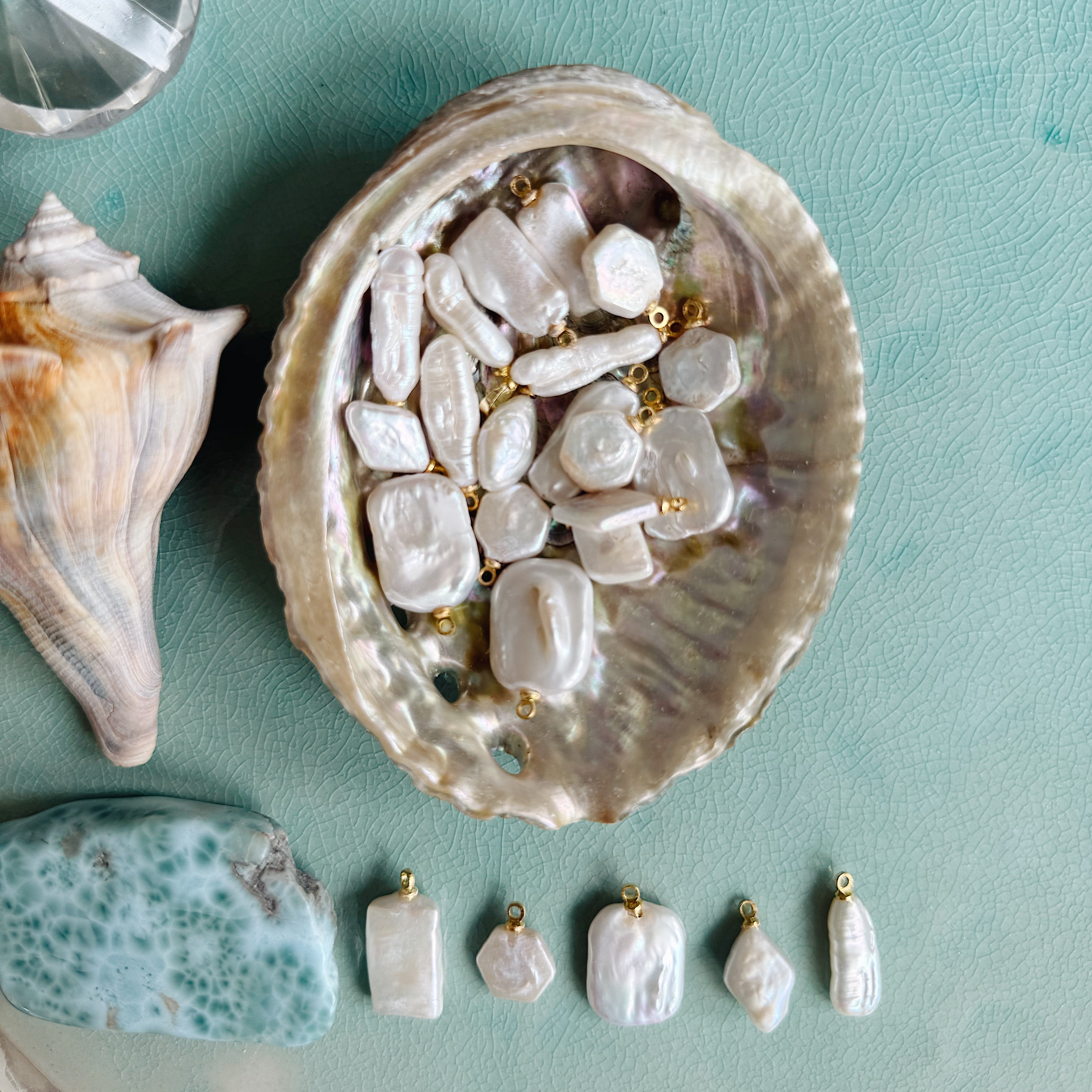 Sea Button Pearl Charm