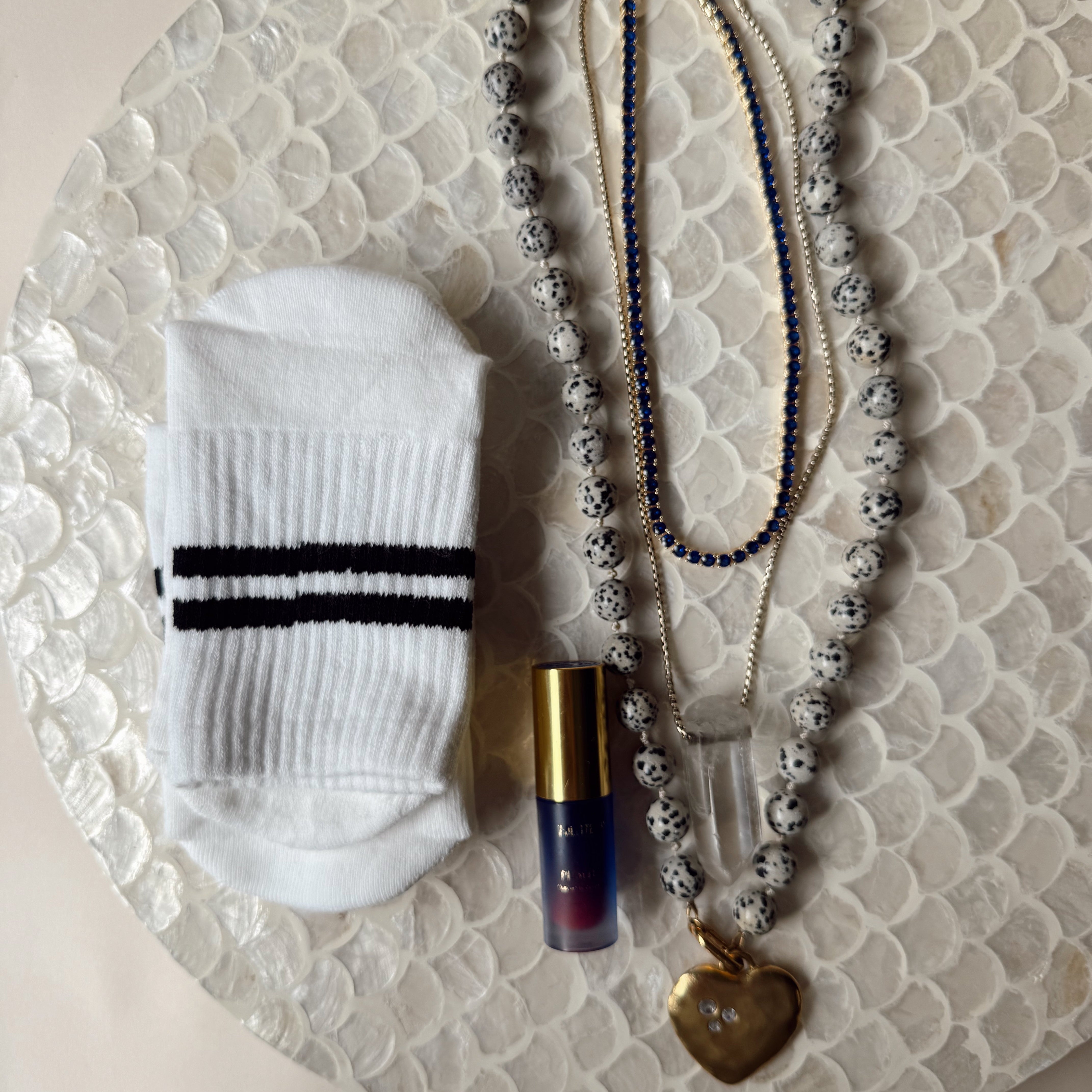 Doris Necklace with Knotted Silk and Stone Beads