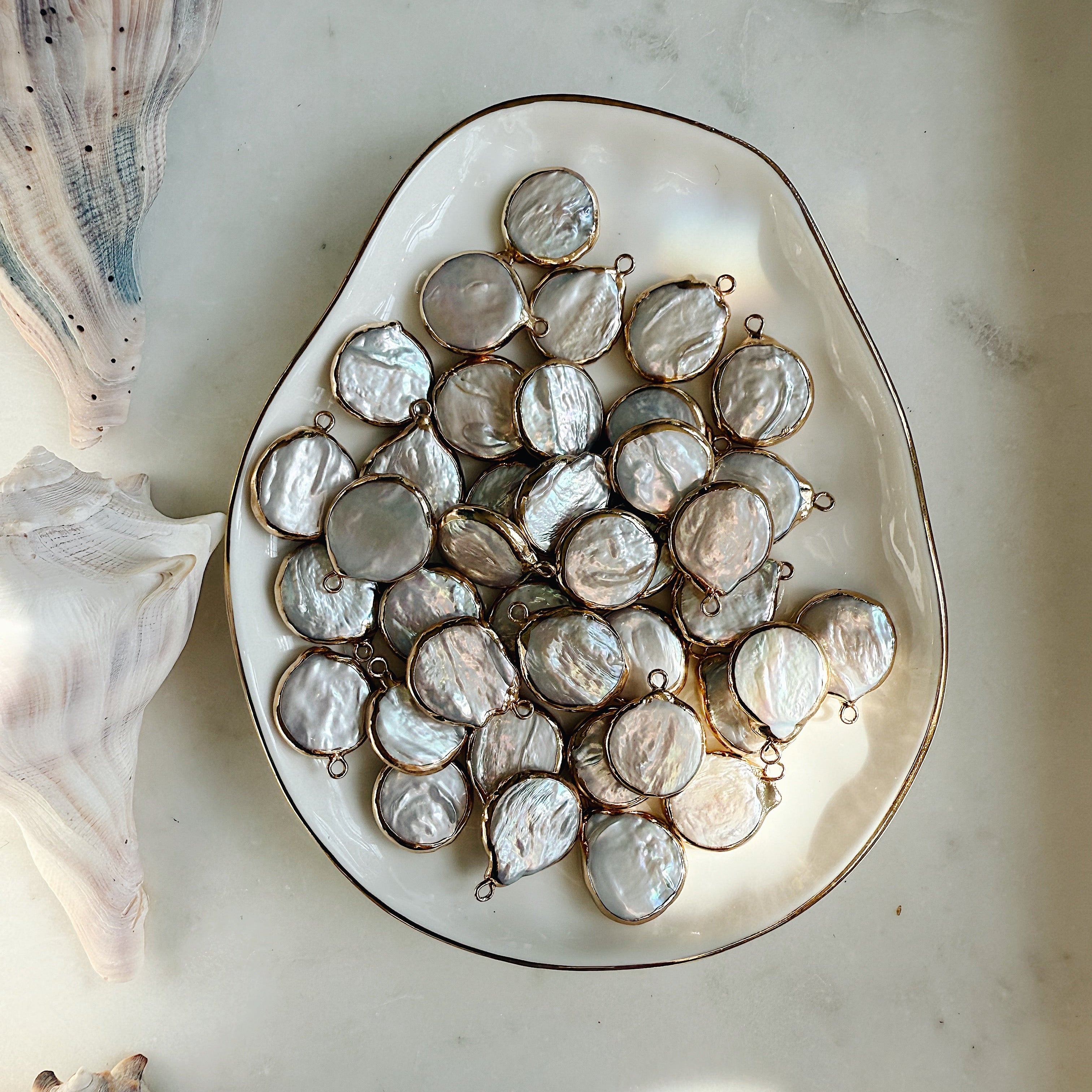 Sea Button Pearl Charm