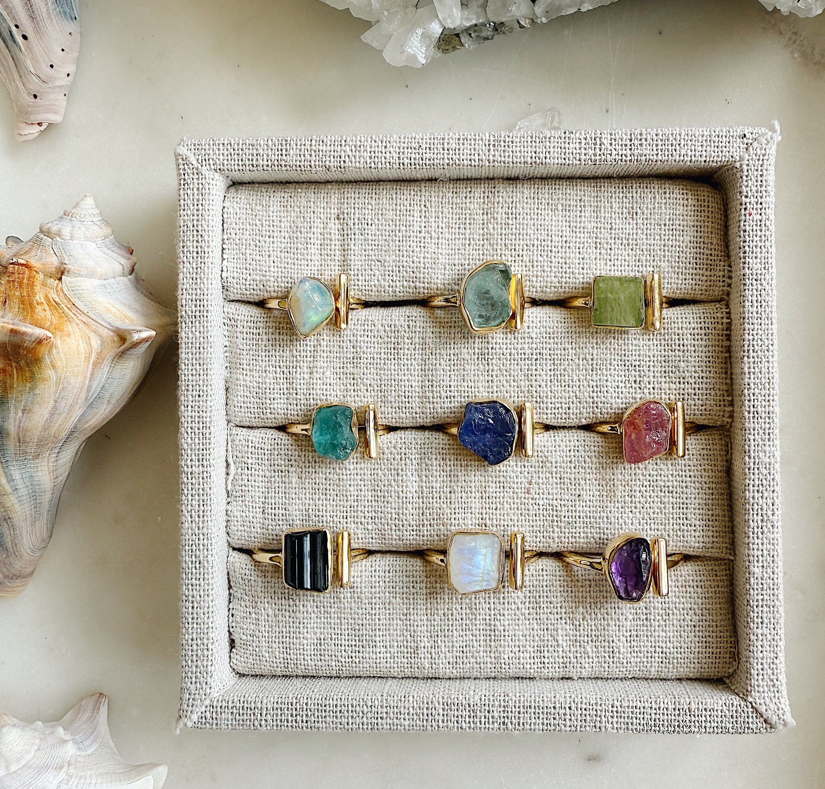 Raw Crystal Finger Cuff Ring