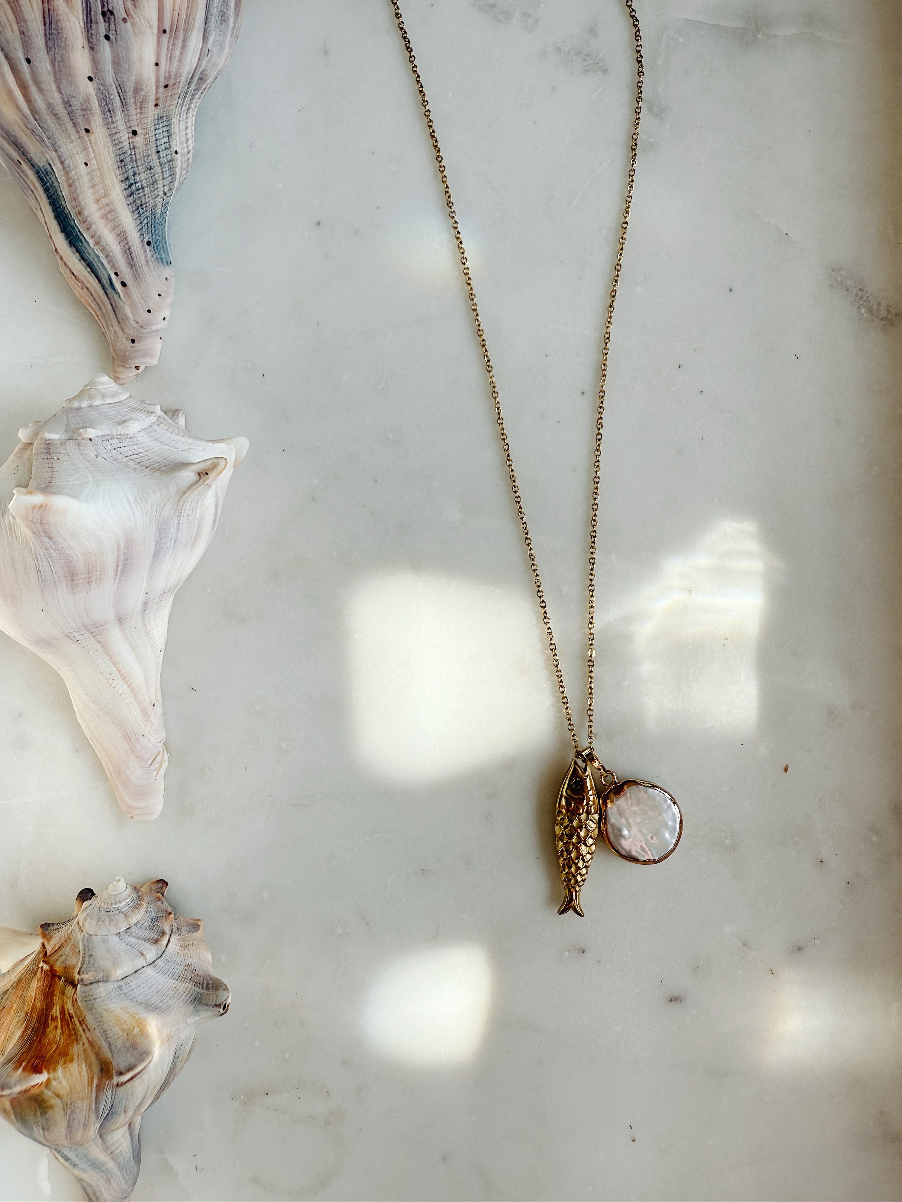 Sea Button Pearl Charm