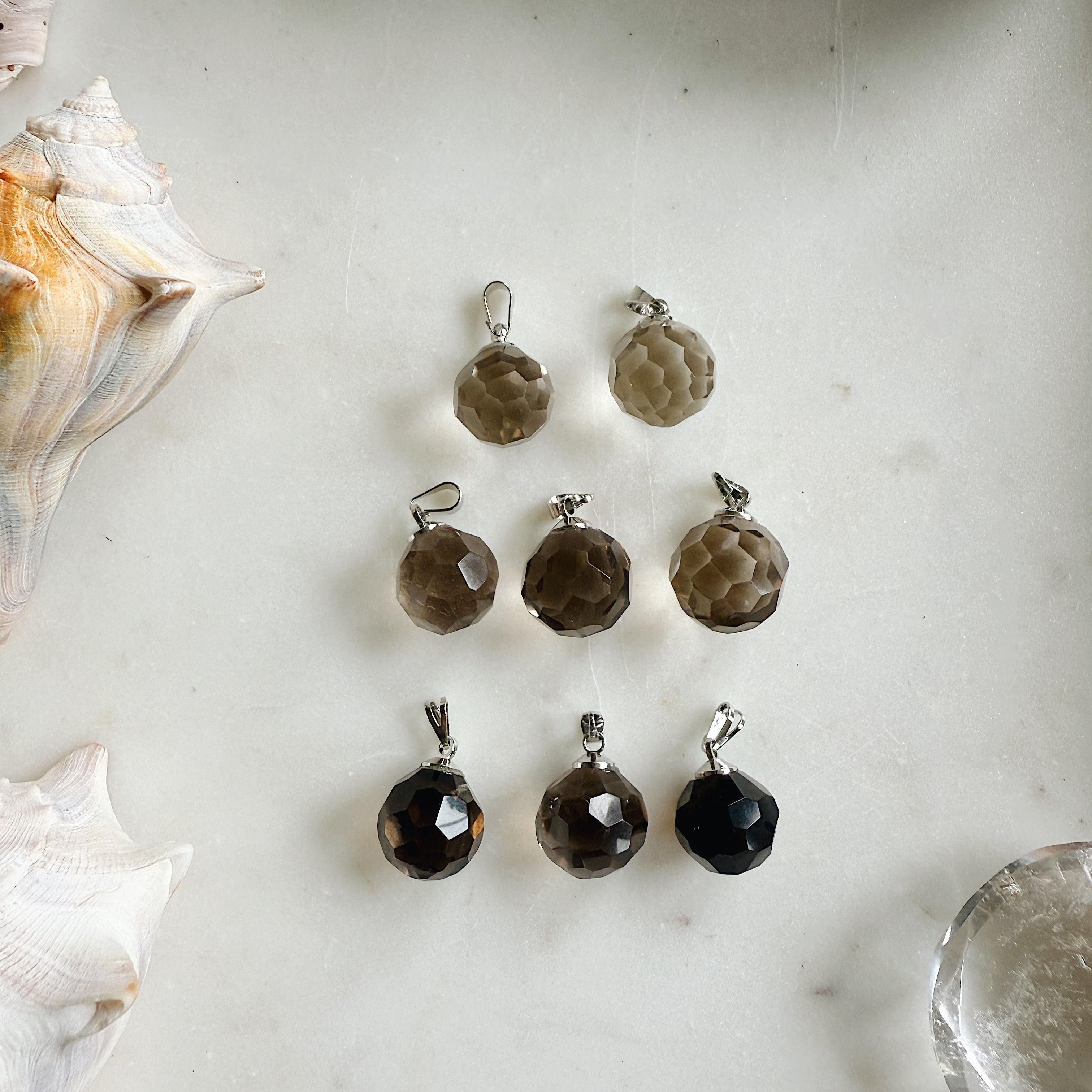 Smokey Quartz Disco Ball Pendant