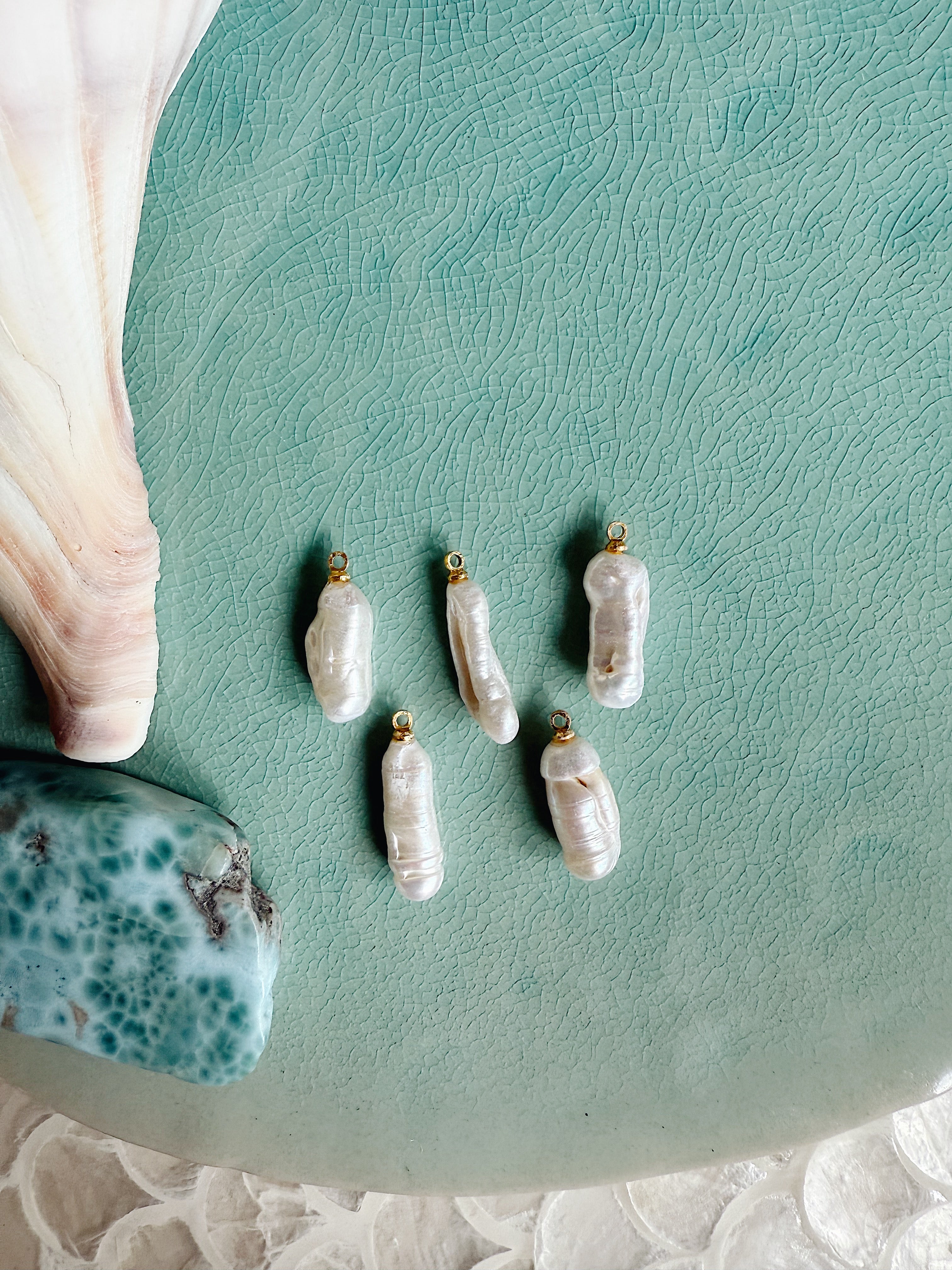 Sea Button Pearl Charm