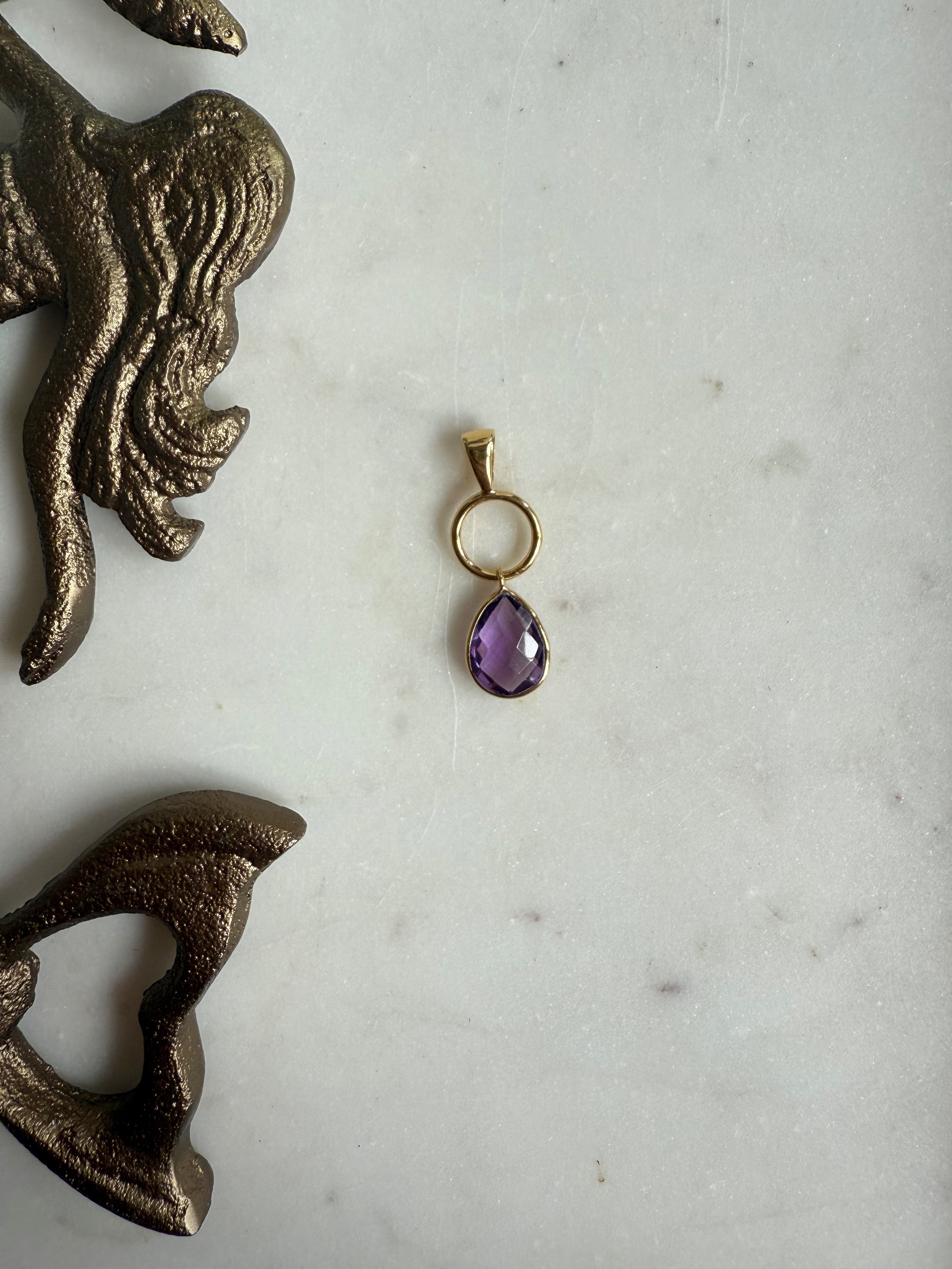 The Mira Drop | Faceted Gemstone Pendant in Gold