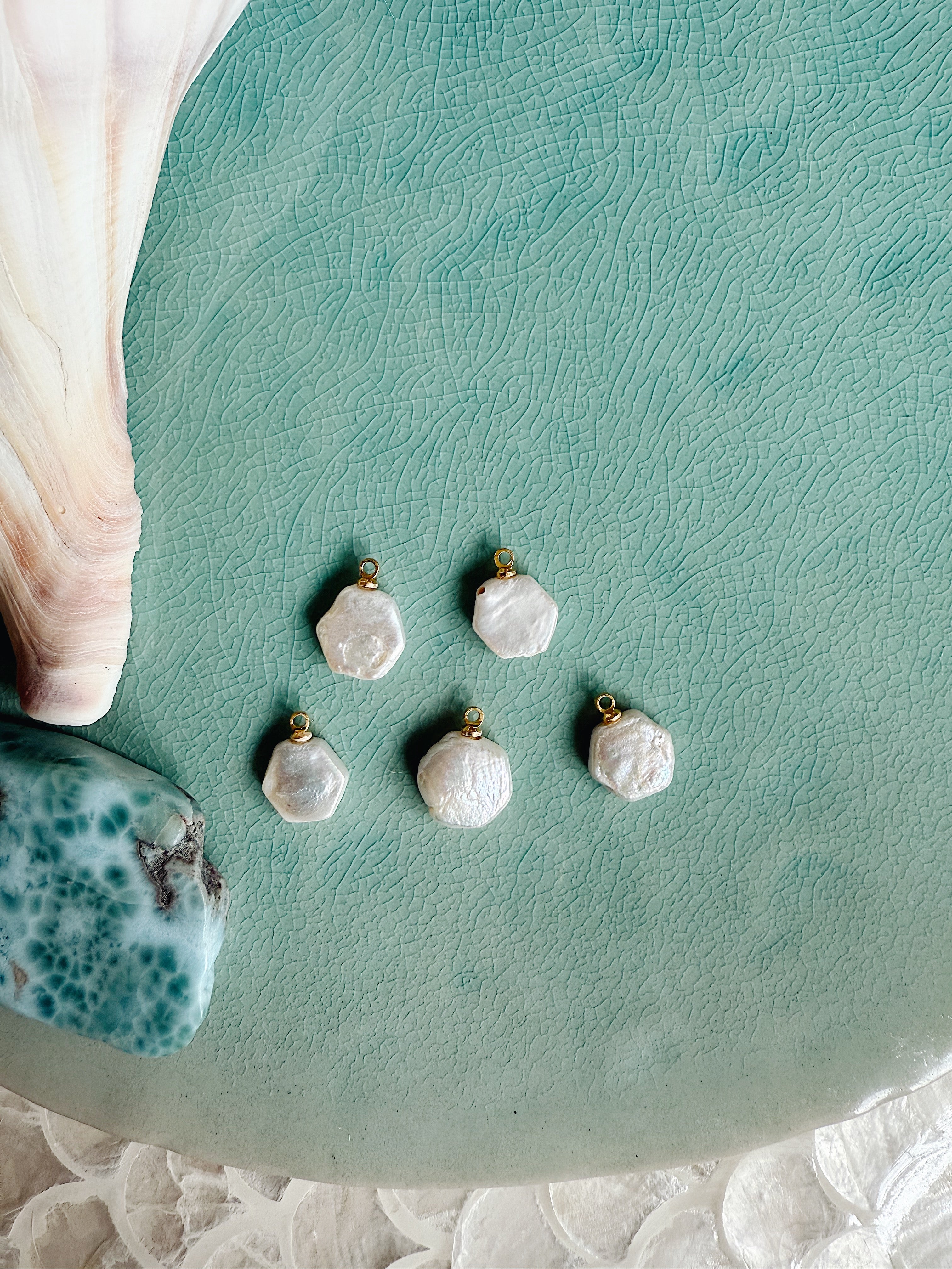 Sea Button Pearl Charm