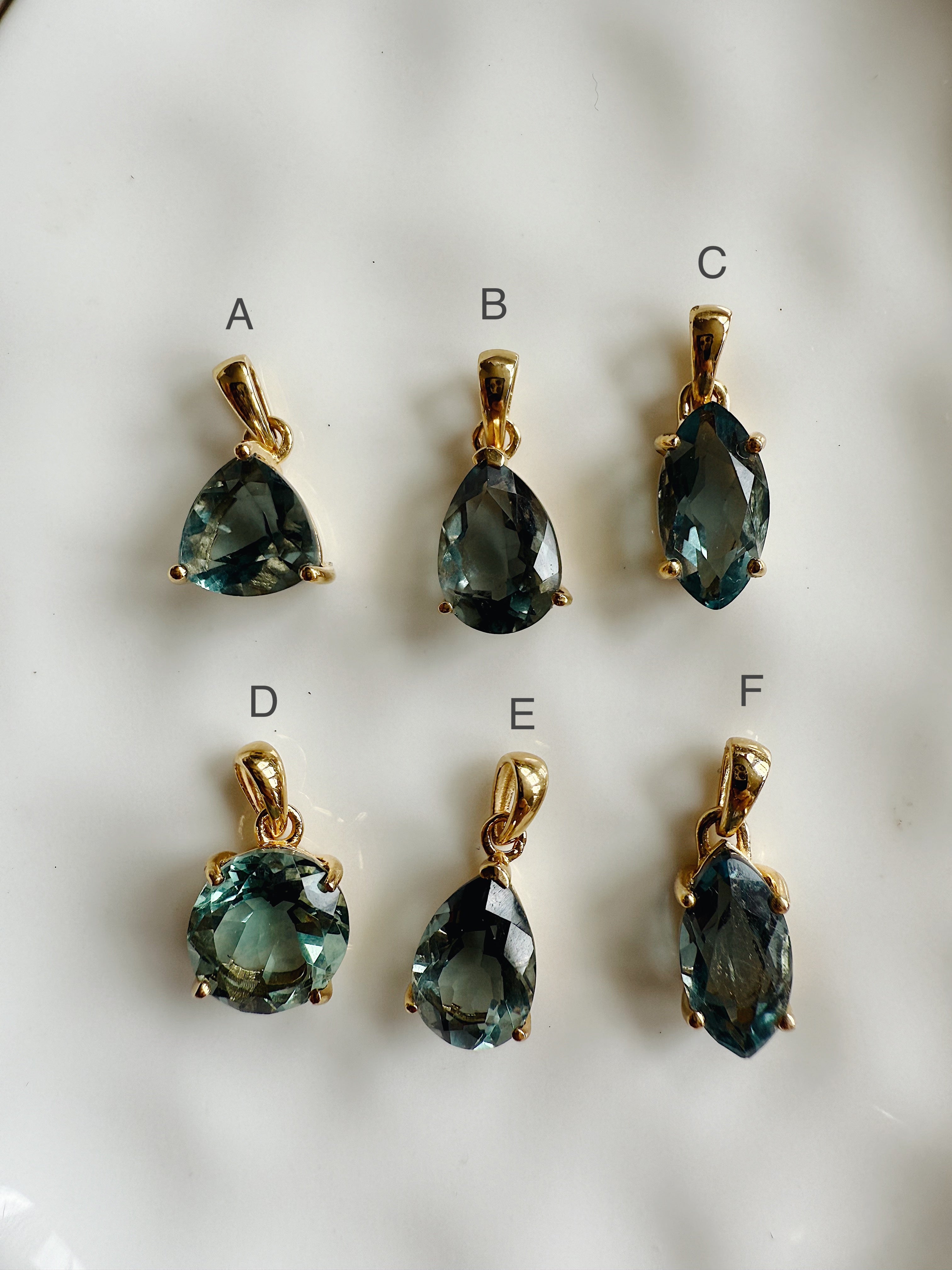 Faceted Belgian Fluorite Pendant | Gold