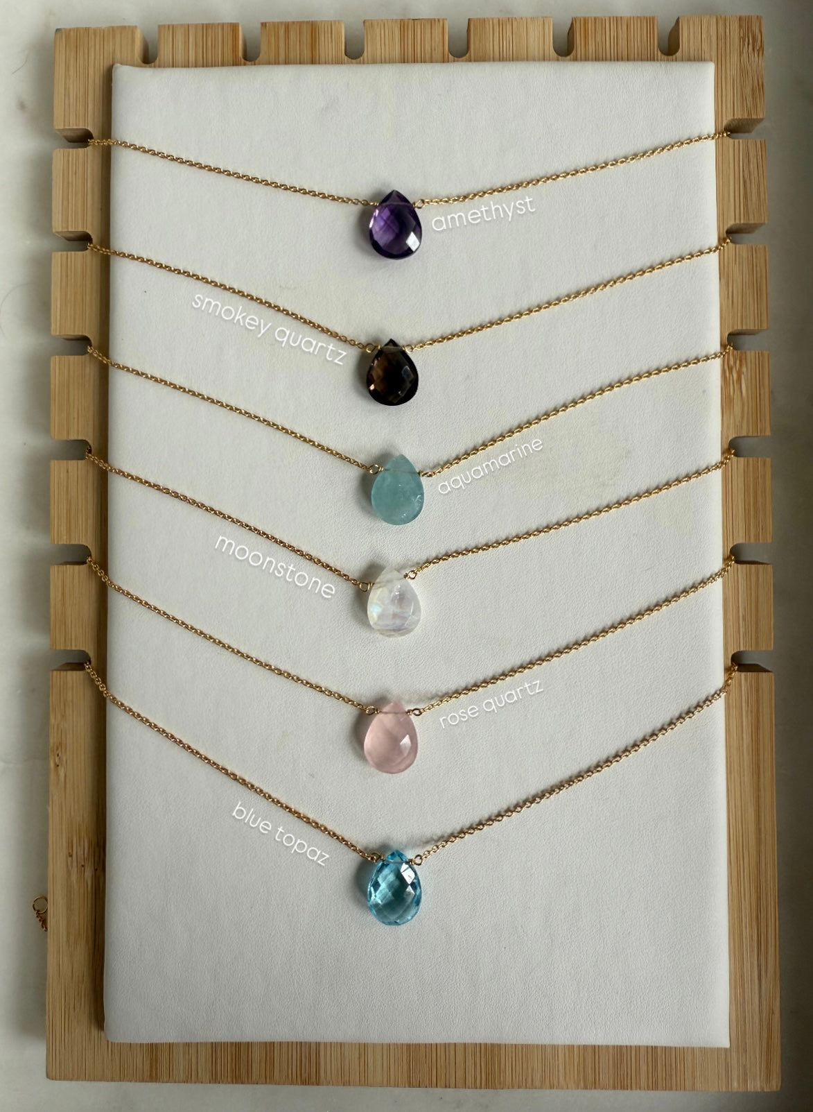 Luna Drop Necklace – Delicate Gemstone Pendant in Gold or Silver