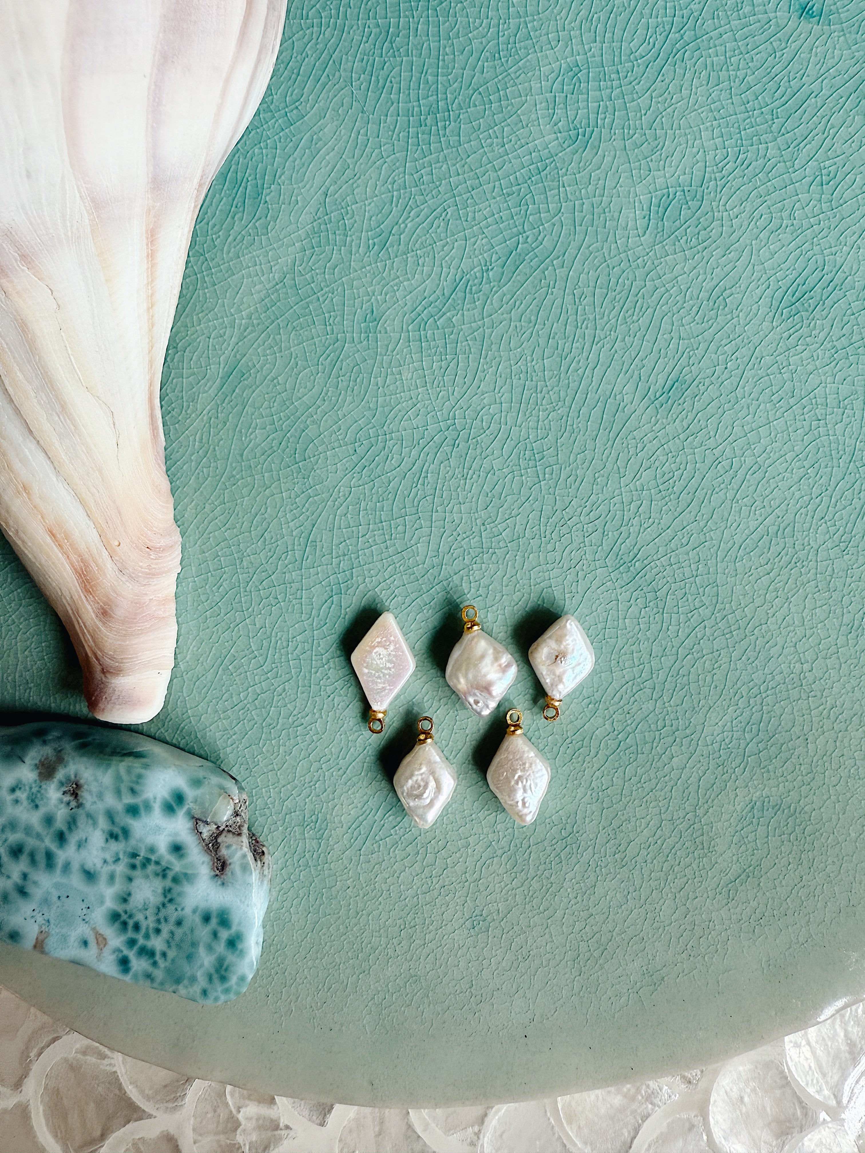 Sea Button Pearl Charm