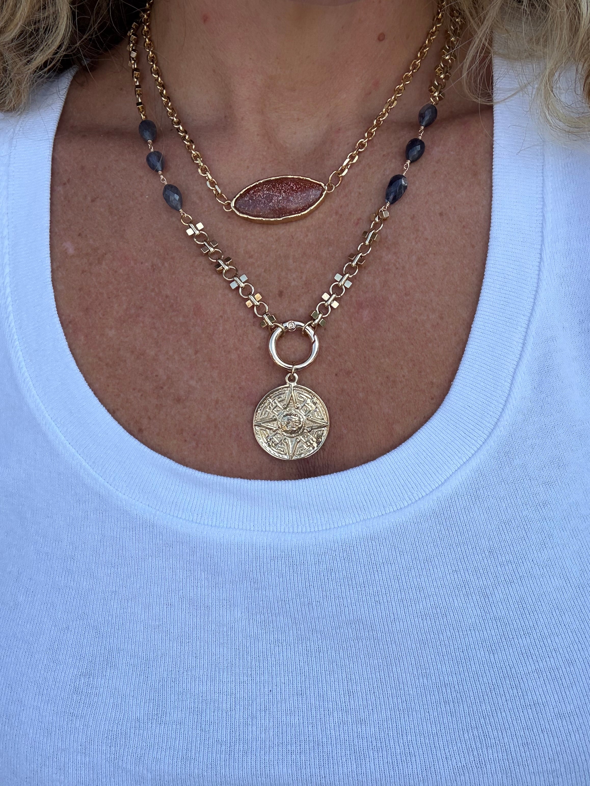 The Rhys Necklace | Gemstone + Coin