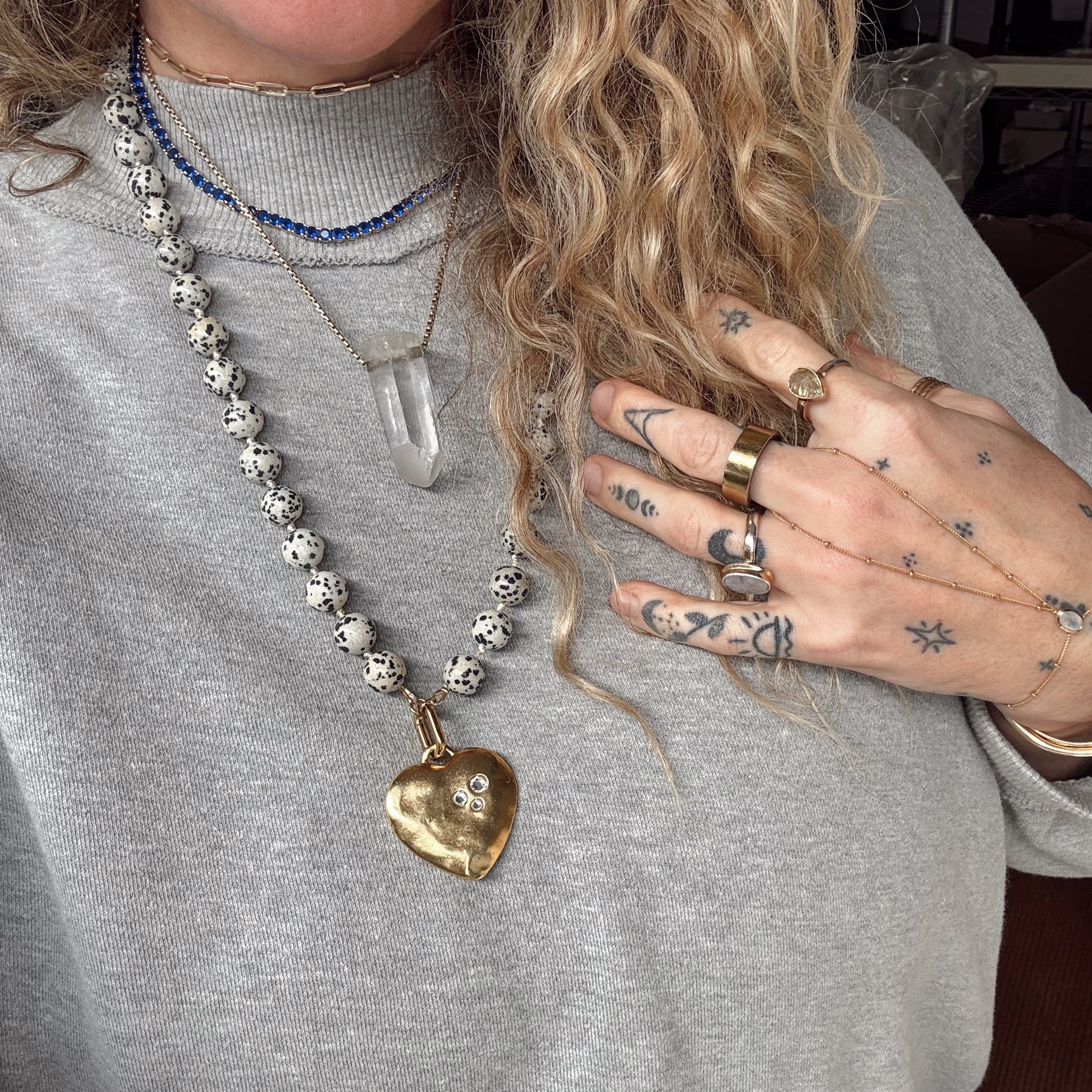 Doris Necklace with Knotted Silk and Stone Beads