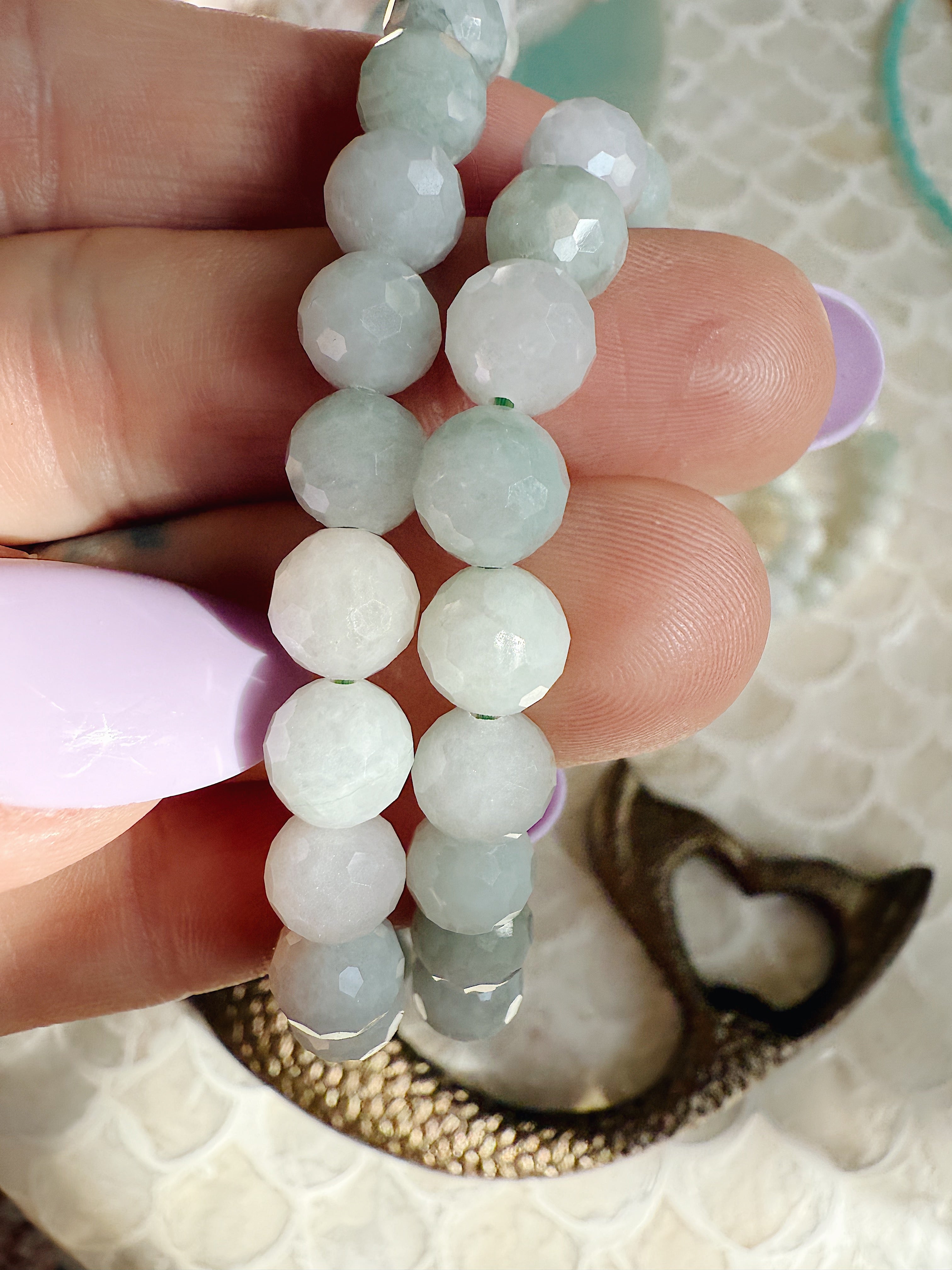 Faceted Sea Foam Jade Bracelet