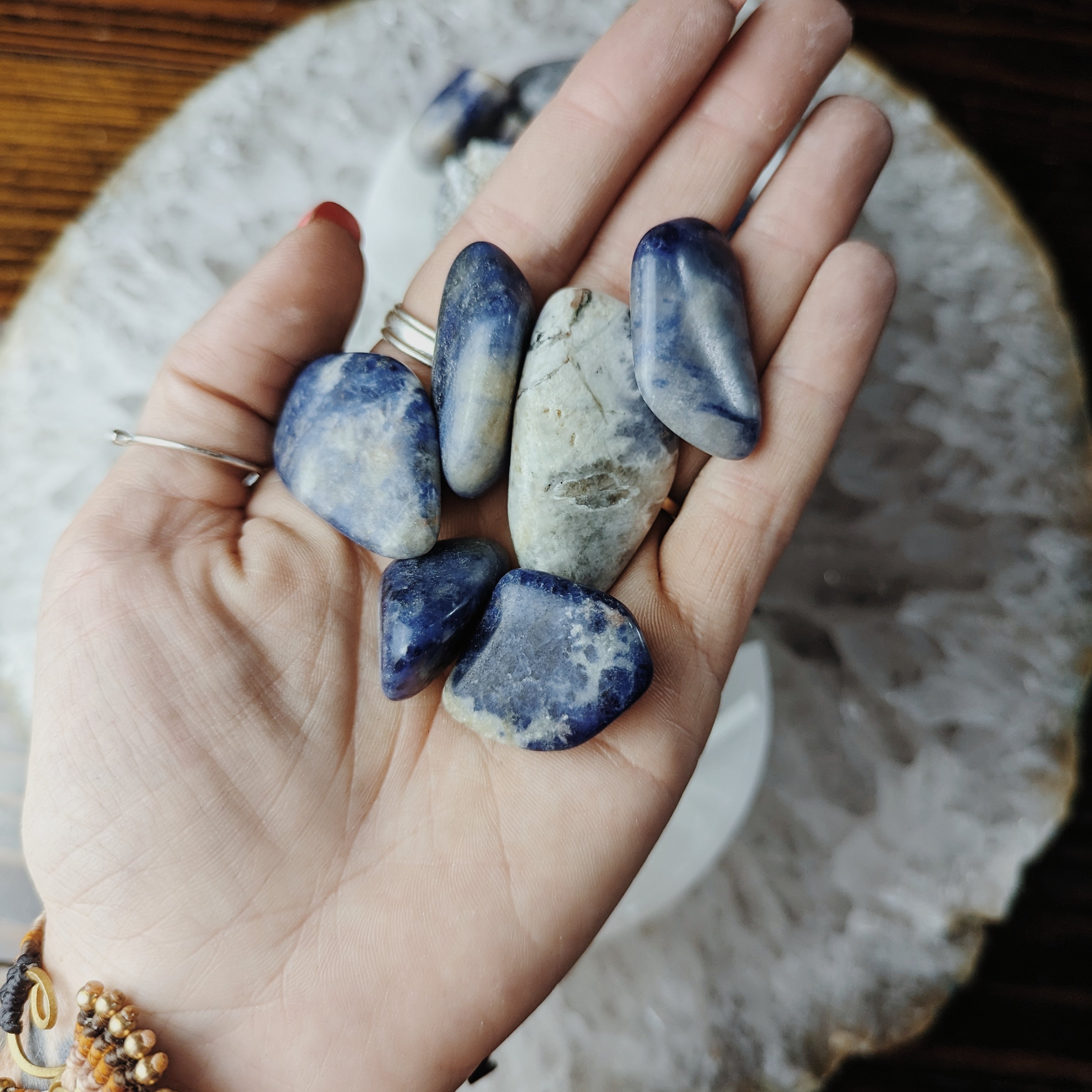 Intuitively Chosen Sodalite Tumble (Polished or Raw) 1 lb. Bag Wild Alabaster