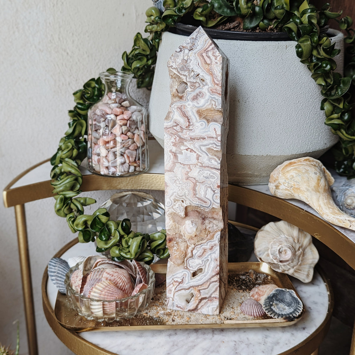 Luxe XL Sardonyx Tower Wild Alabaster