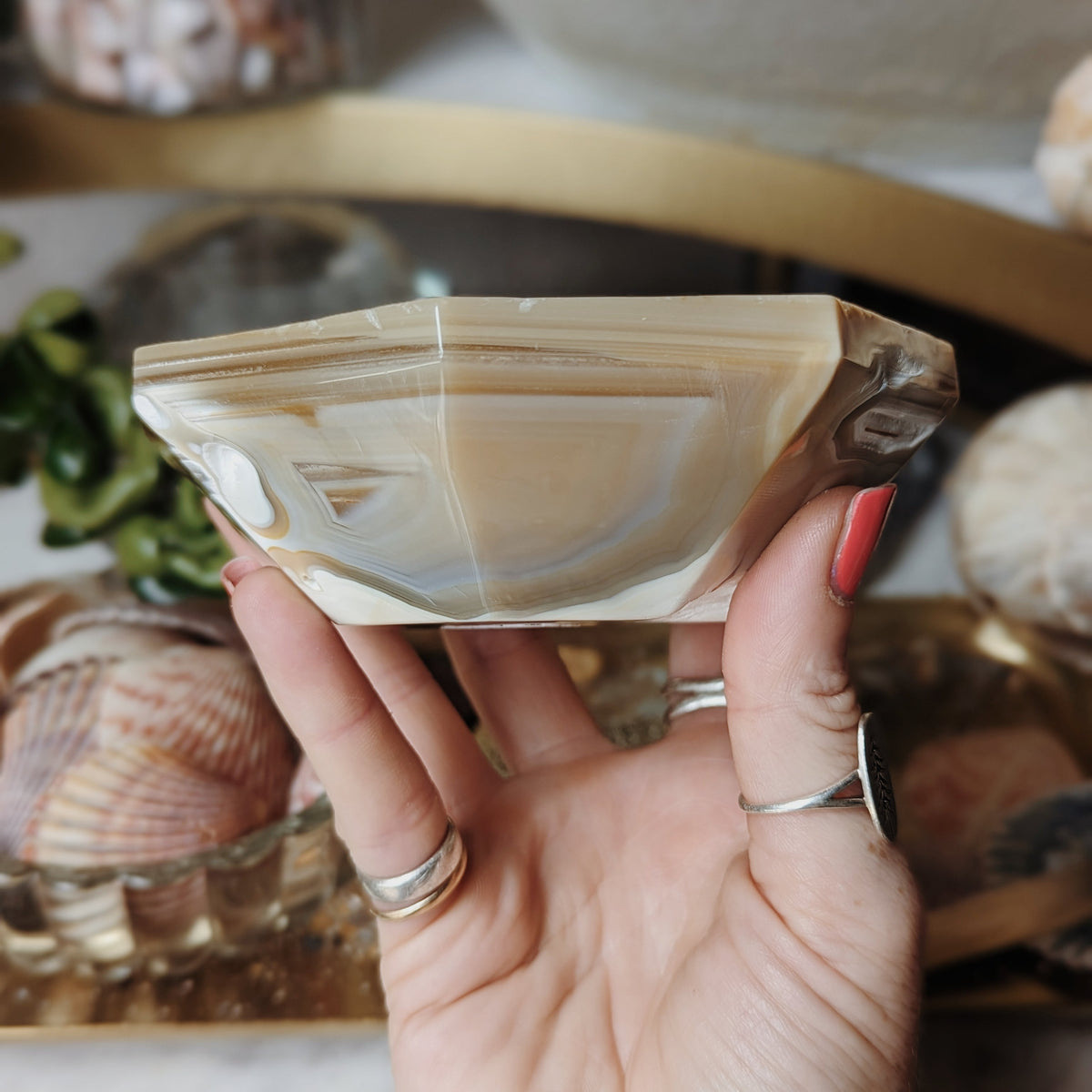 Octagon Agate Dish Wild Alabaster