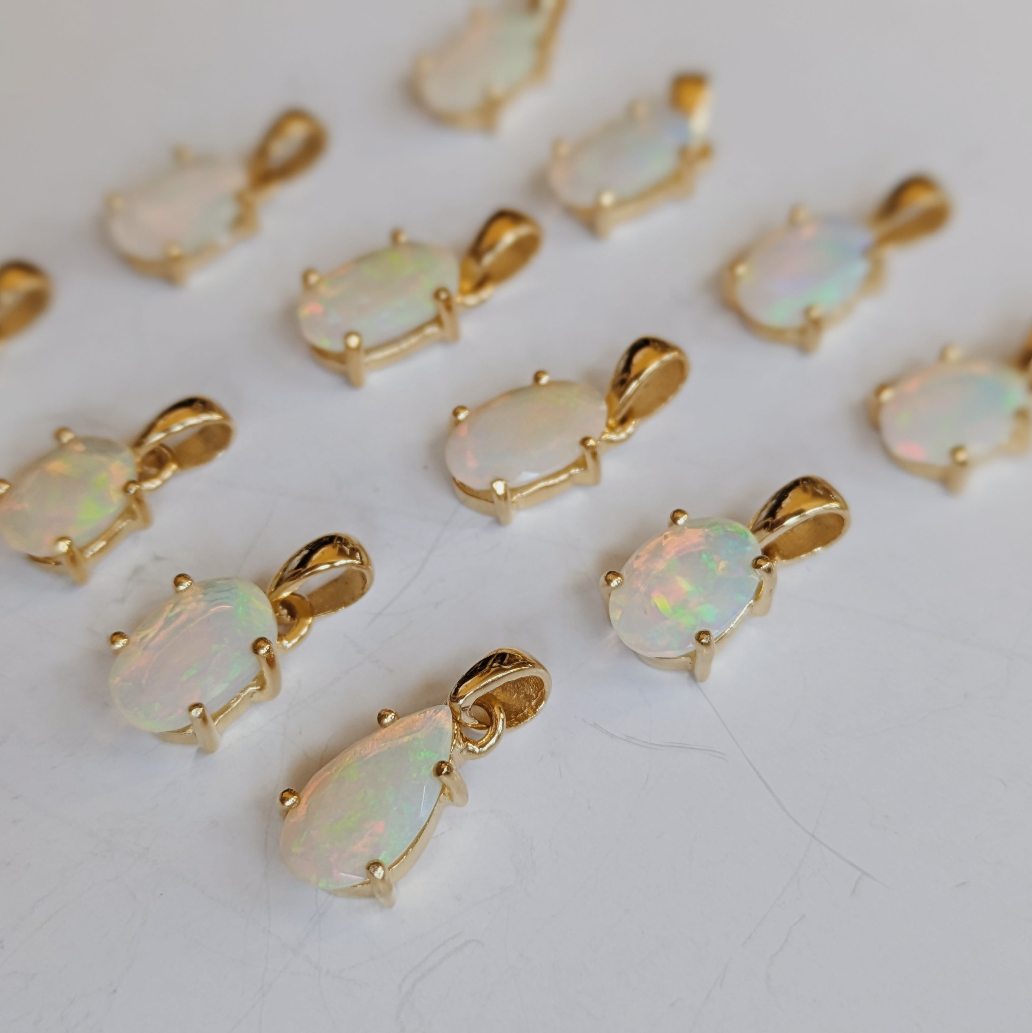 Faceted Ethiopian Opal Pendants | Gold Wild Alabaster