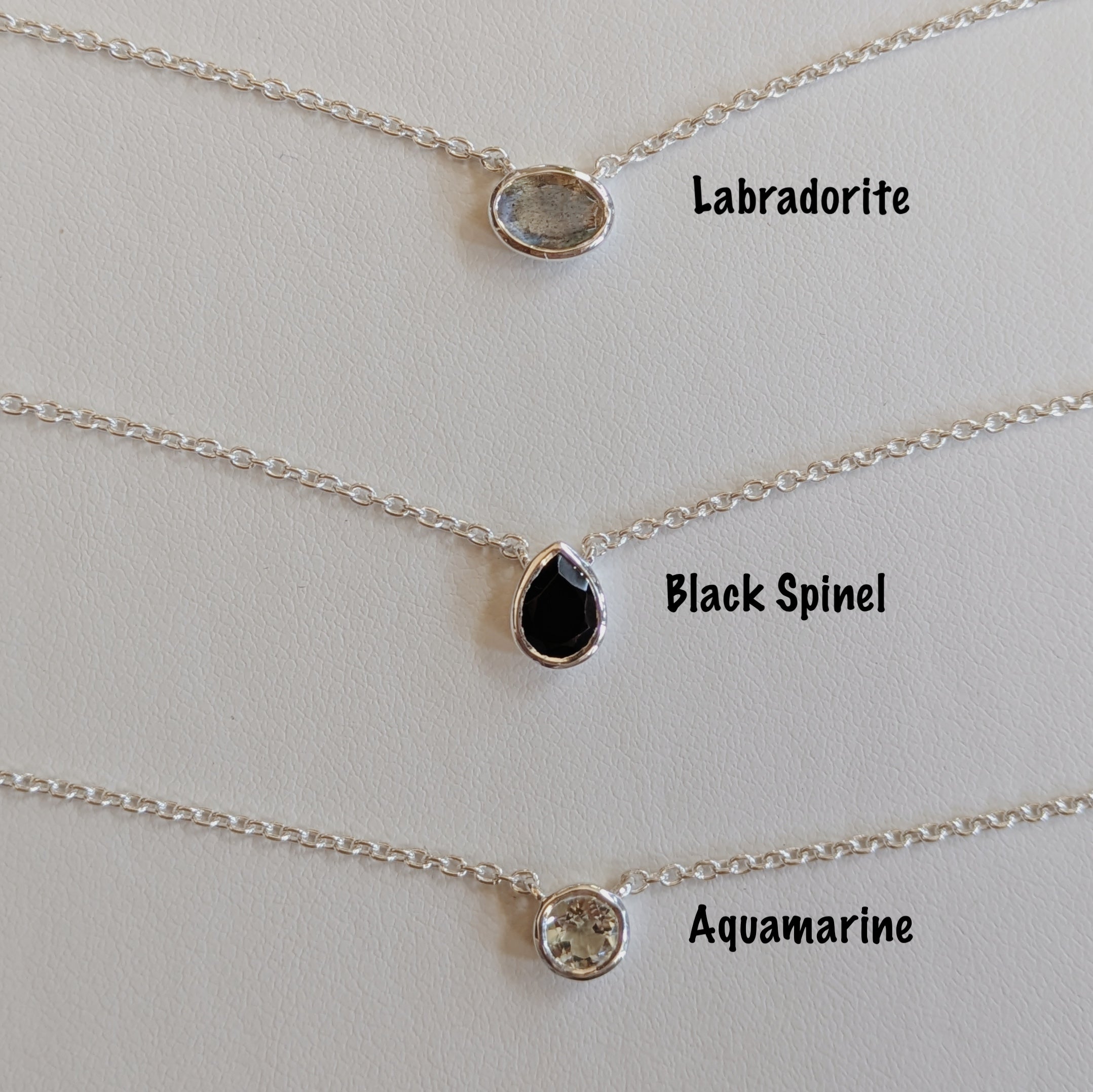 Dainty Faceted Gemstone Pendant Necklaces | Sterling Silver Wild Alabaster