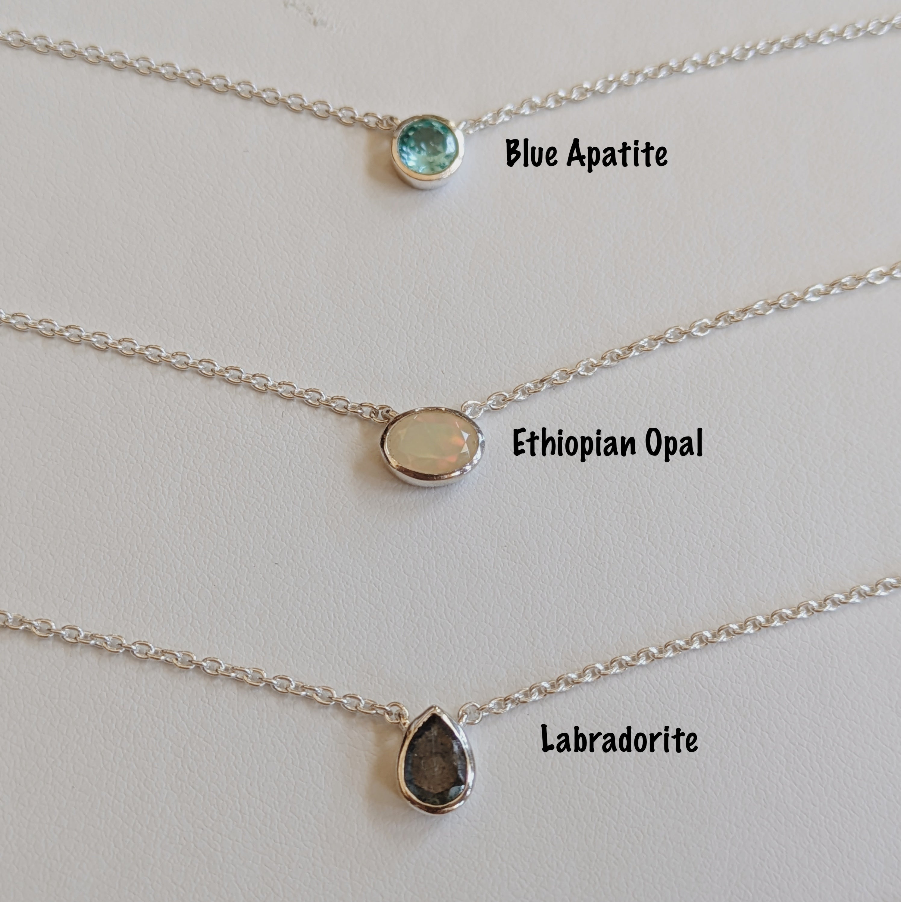Dainty Faceted Gemstone Pendant Necklaces | Sterling Silver Wild Alabaster