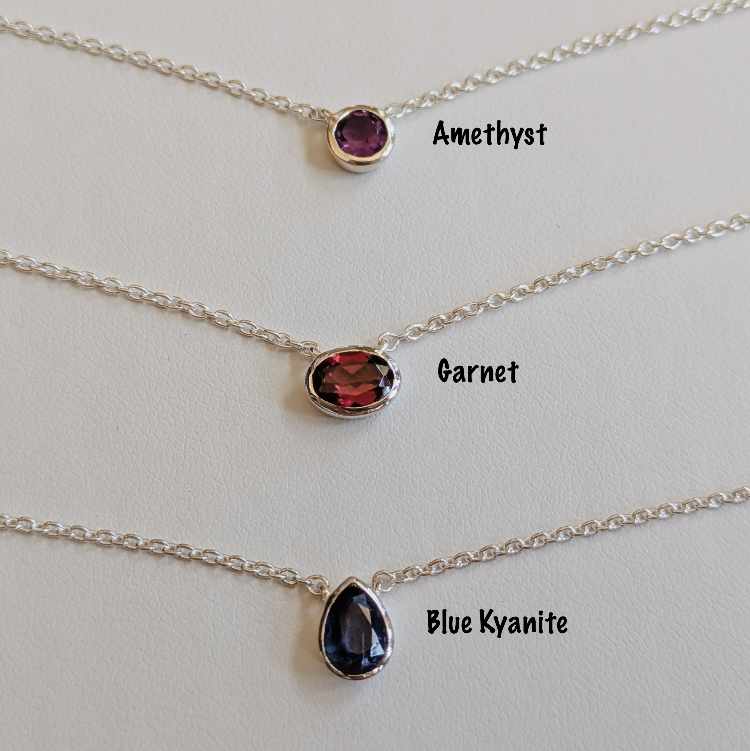 Dainty Faceted Gemstone Pendant Necklaces | Sterling Silver Wild Alabaster