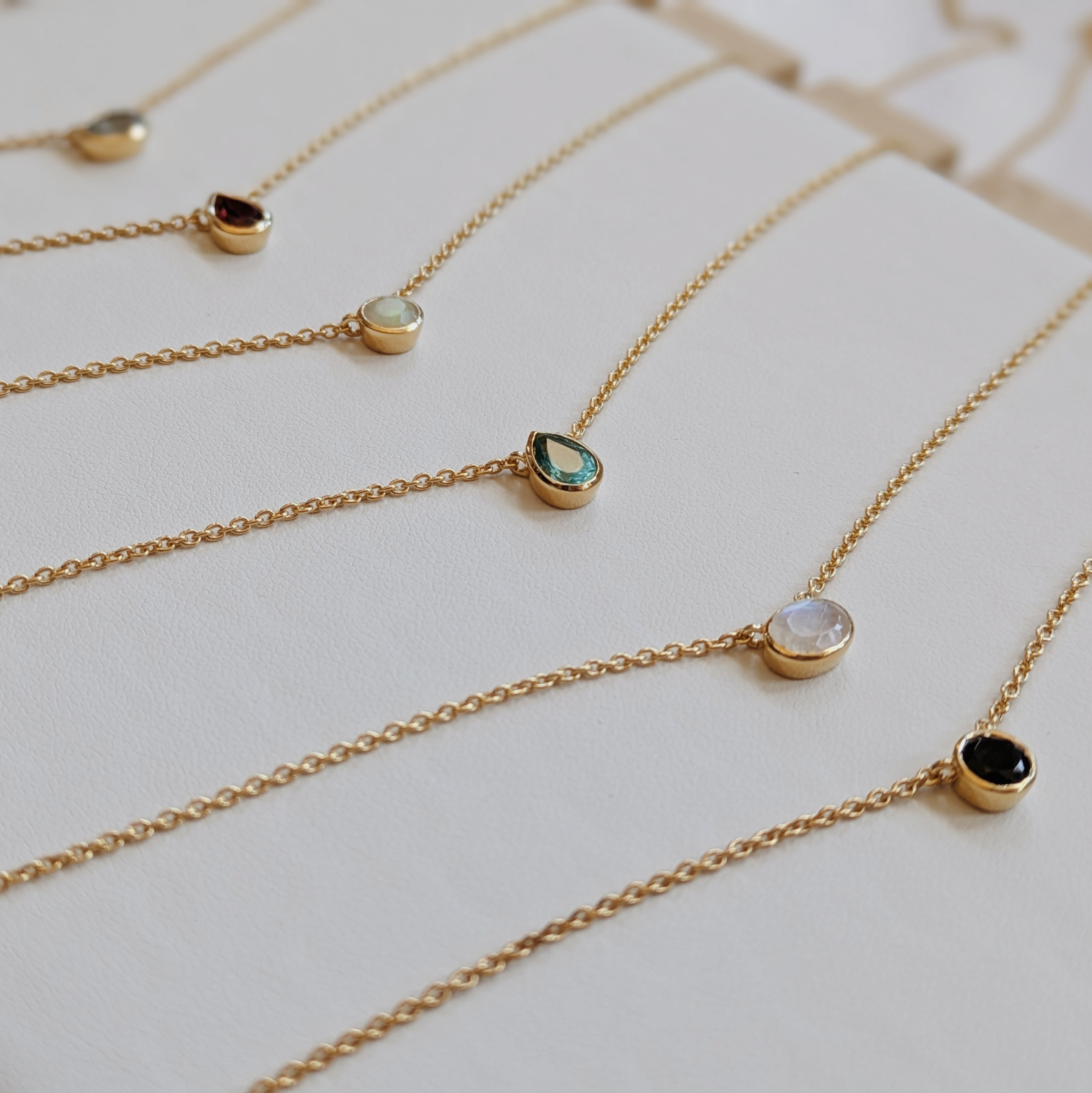 Dainty Faceted Gemstone Pendant Necklaces | Gold Wild Alabaster