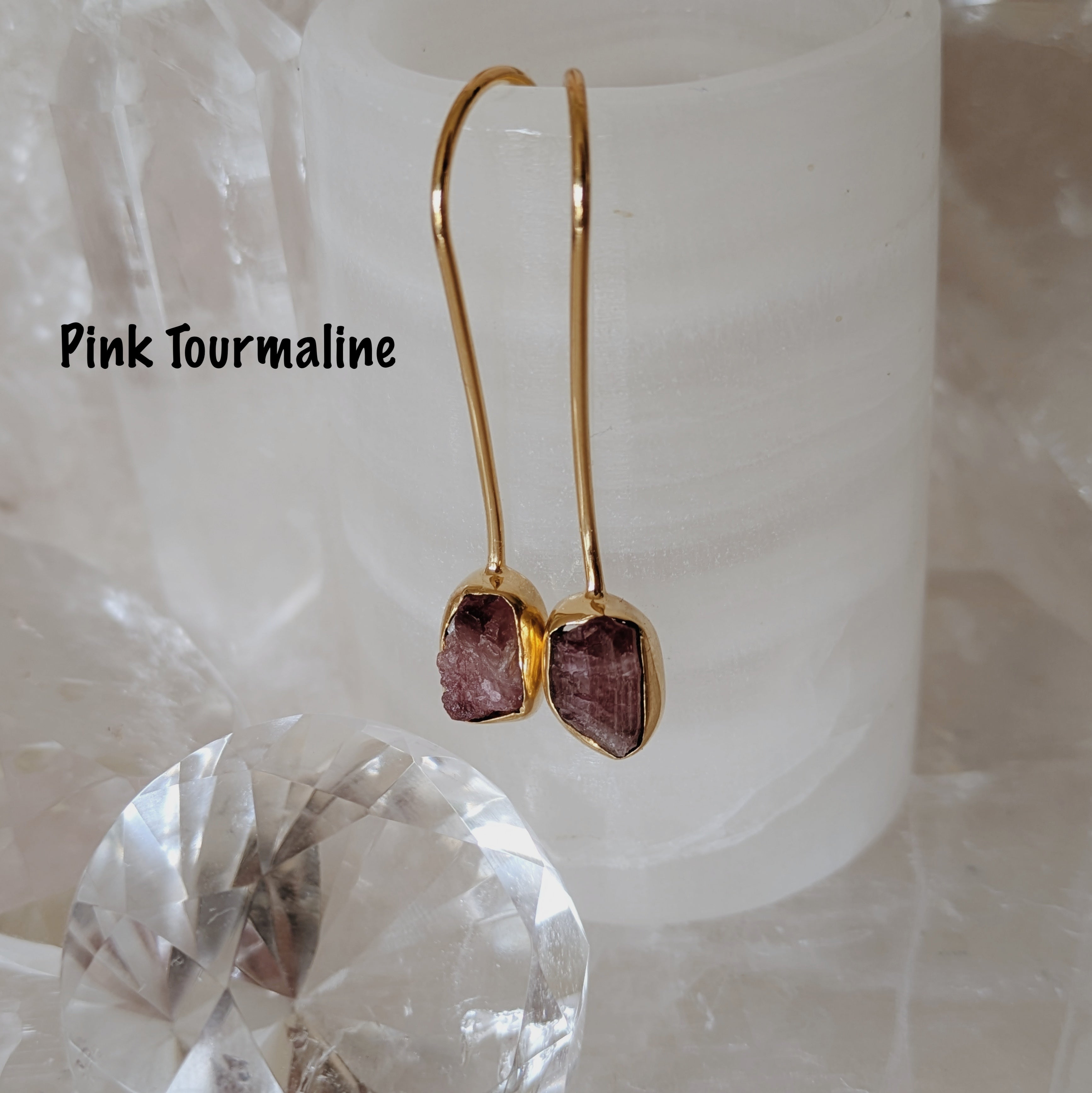 Raw Gemstone Dangle Earrings | Gold Wild Alabaster