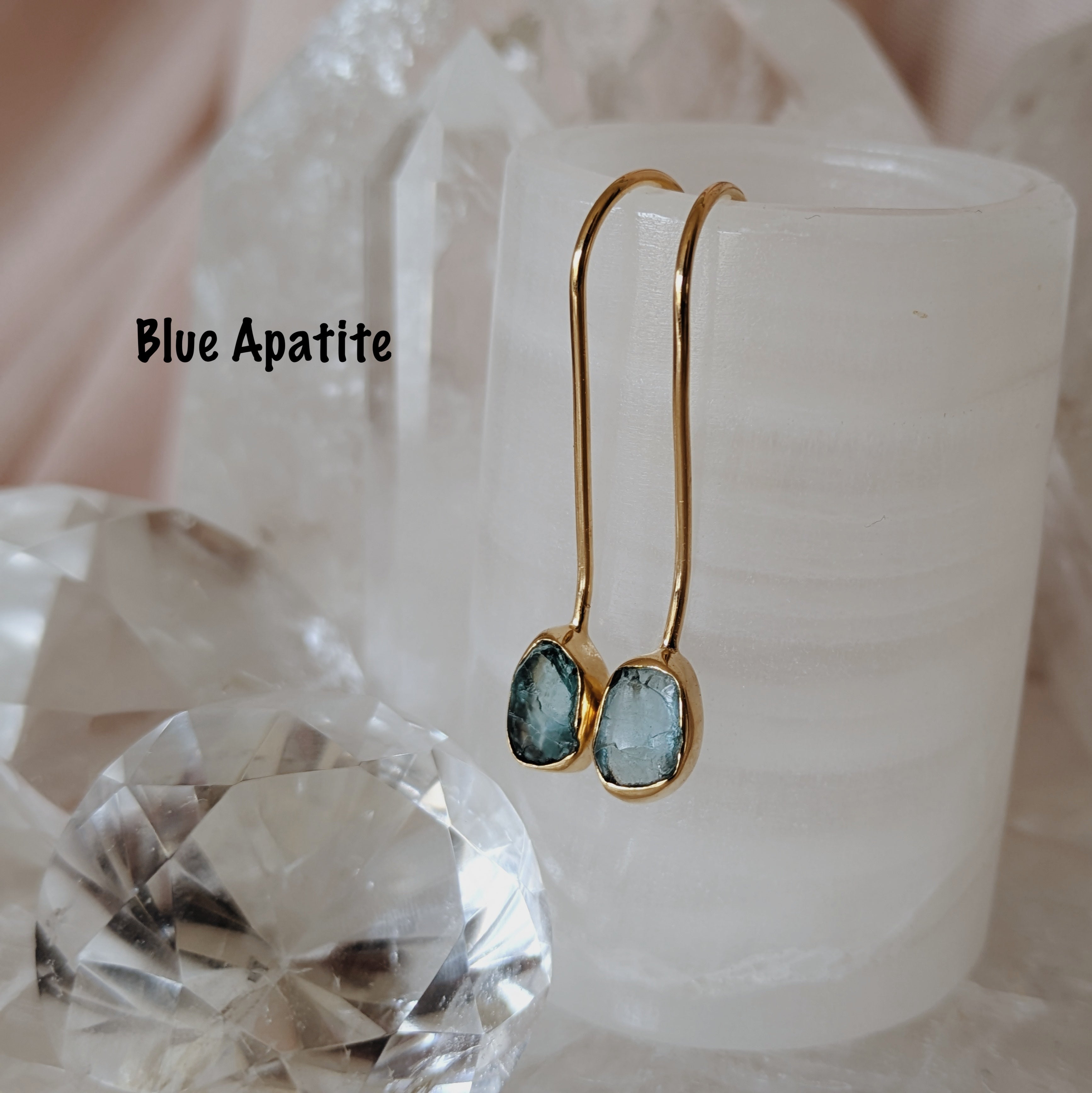 Raw Gemstone Dangle Earrings | Gold Wild Alabaster