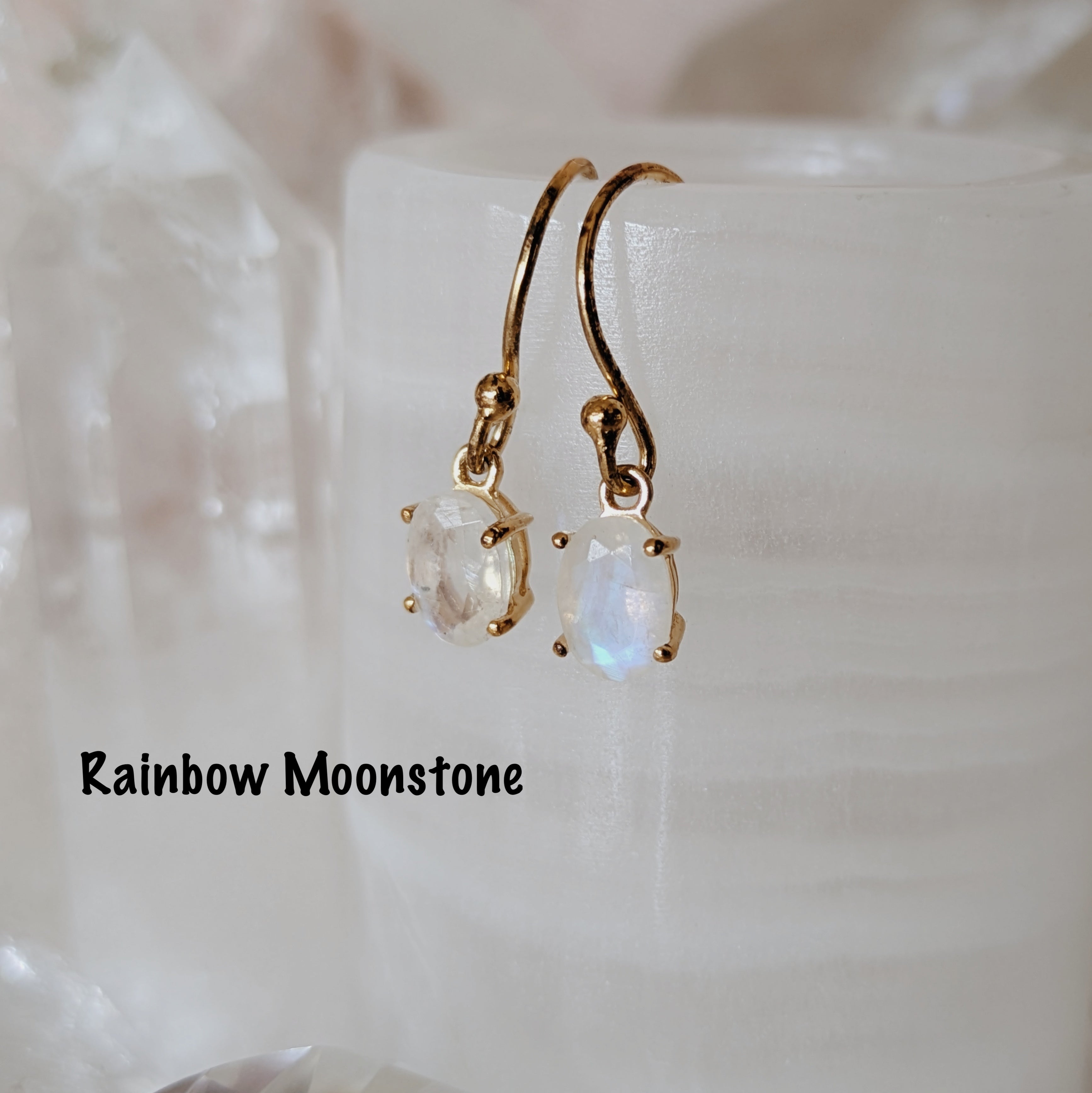 Faceted Gemstone Dangle Earrings | Gold Wild Alabaster