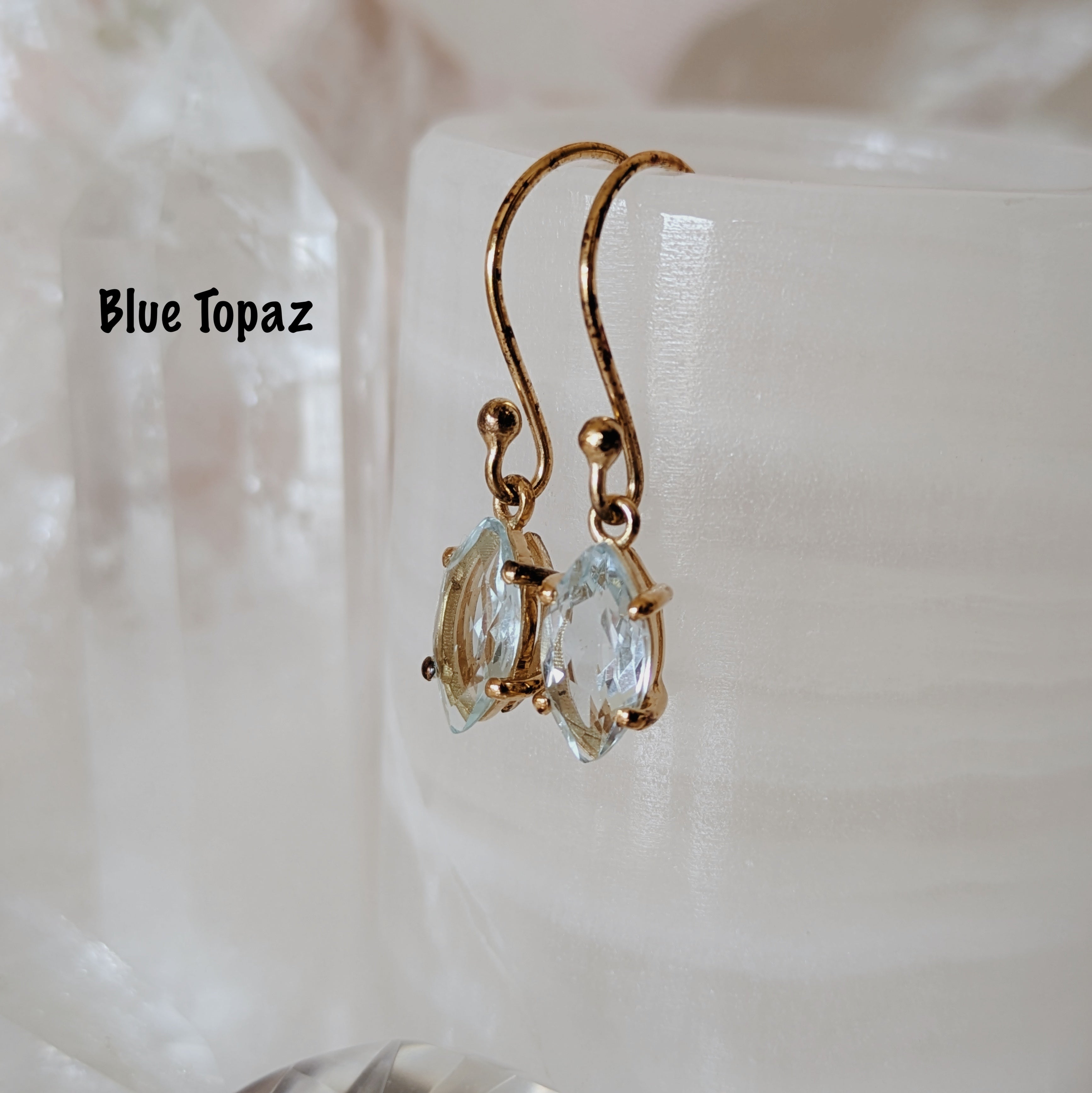Faceted Gemstone Dangle Earrings | Gold Wild Alabaster