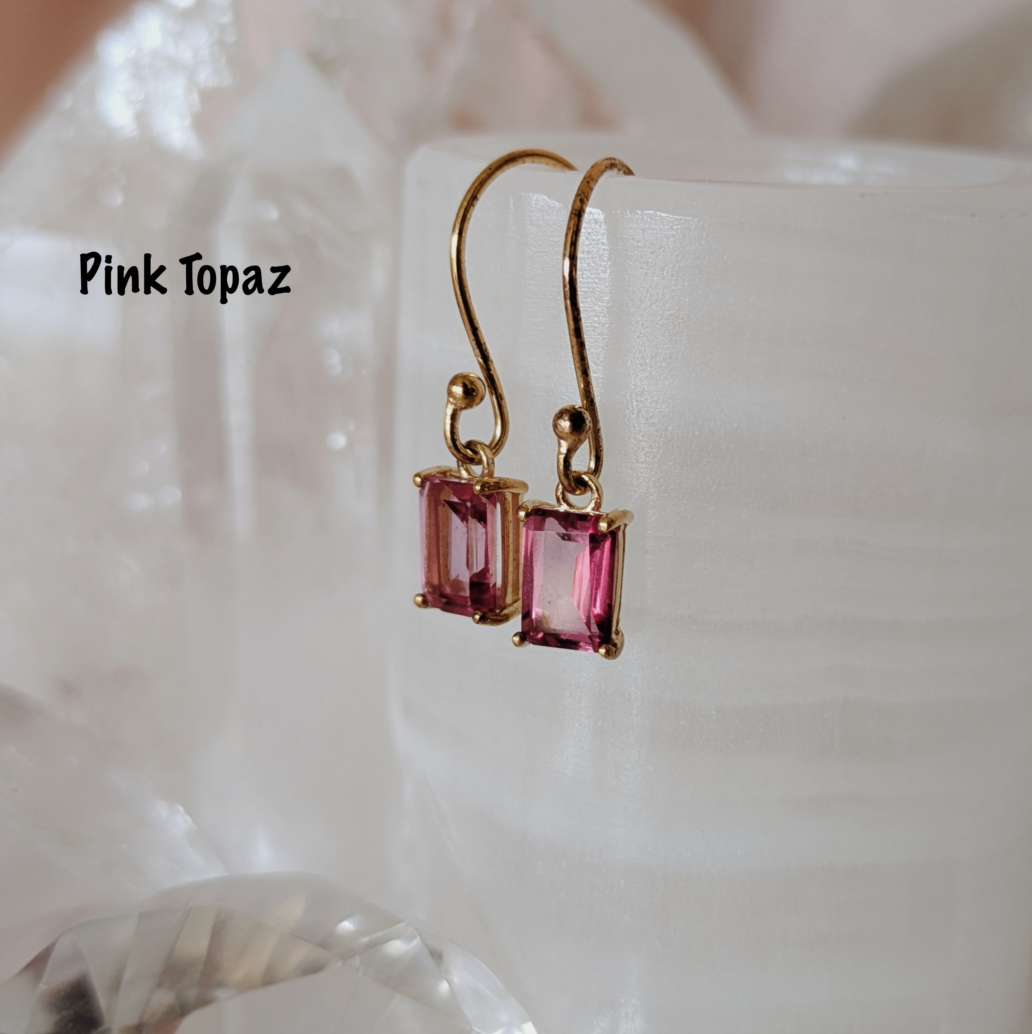 Faceted Gemstone Dangle Earrings | Gold Wild Alabaster