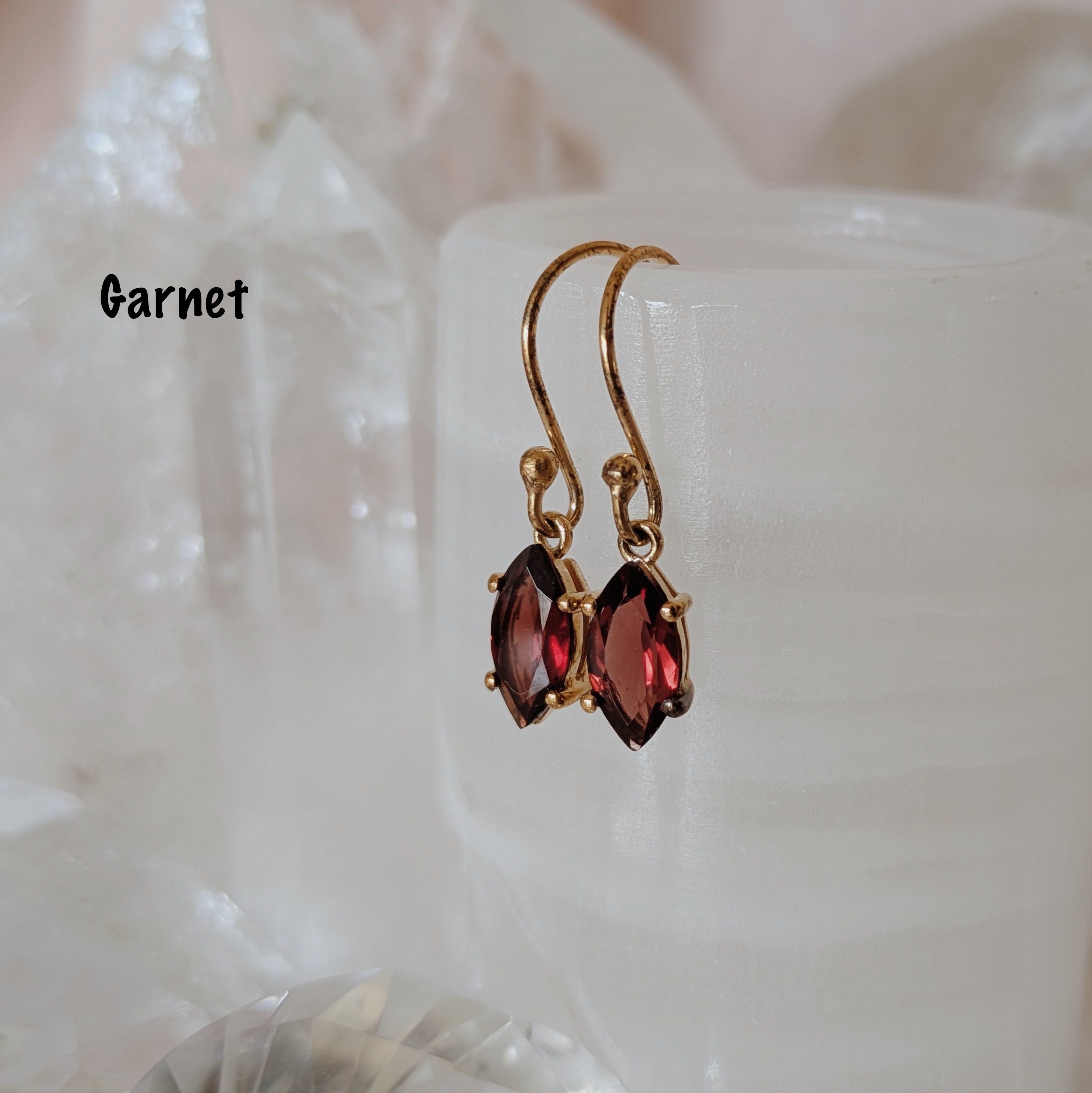 Faceted Gemstone Dangle Earrings | Gold Wild Alabaster