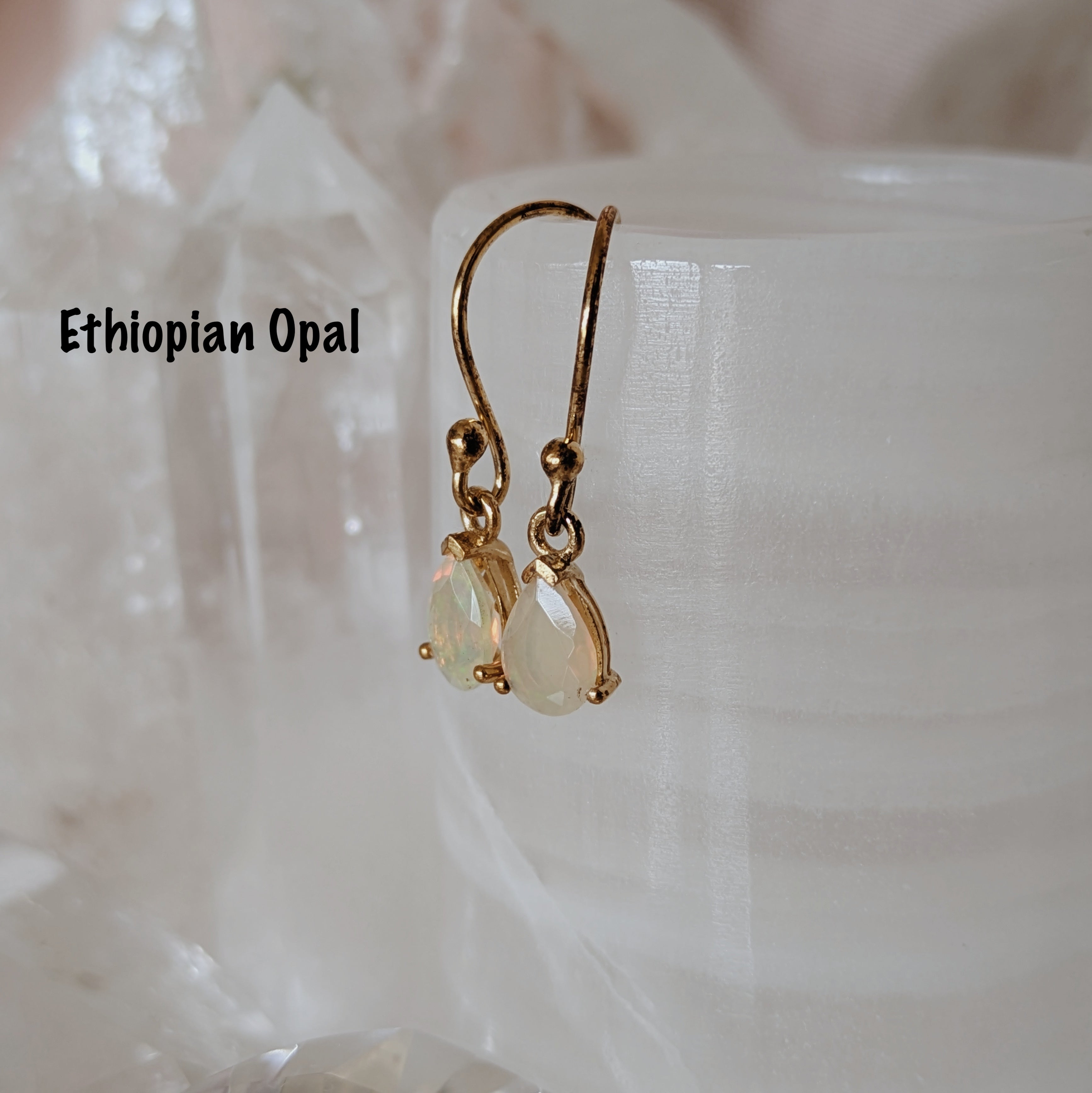 Faceted Gemstone Dangle Earrings | Gold Wild Alabaster