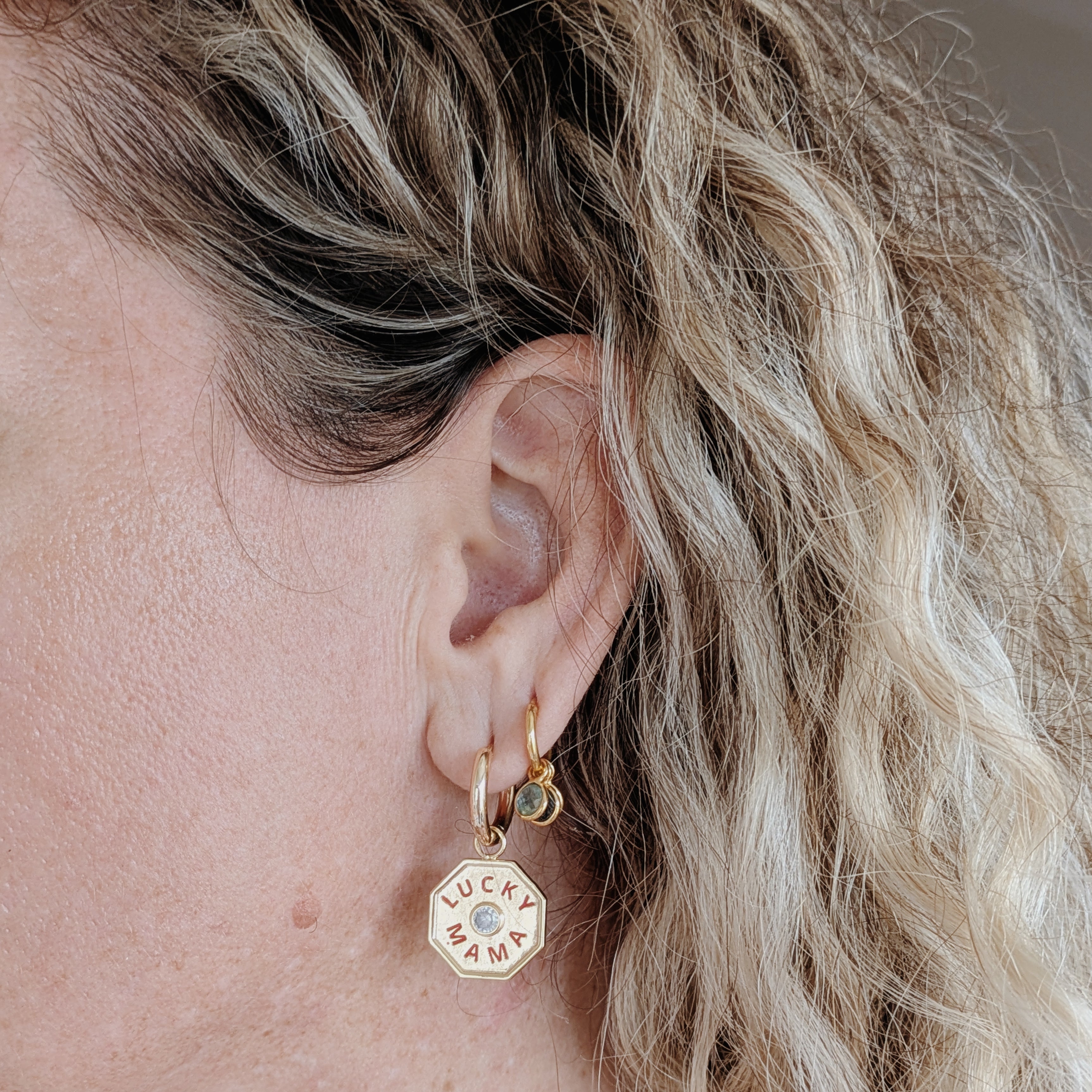Faceted Huggie Earring Set | Gold Wild Alabaster