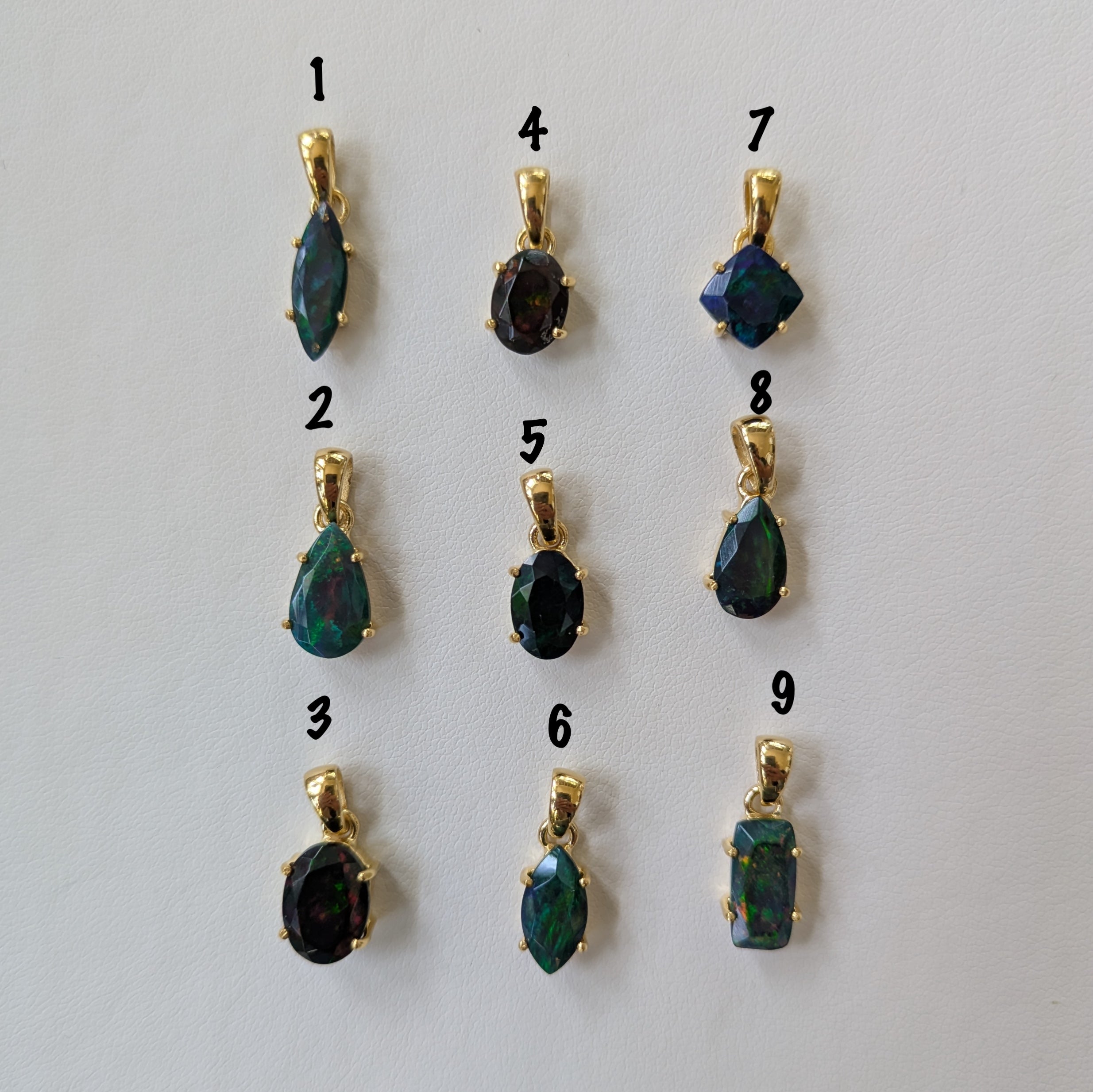 Faceted Black Opal Pendant | Gold