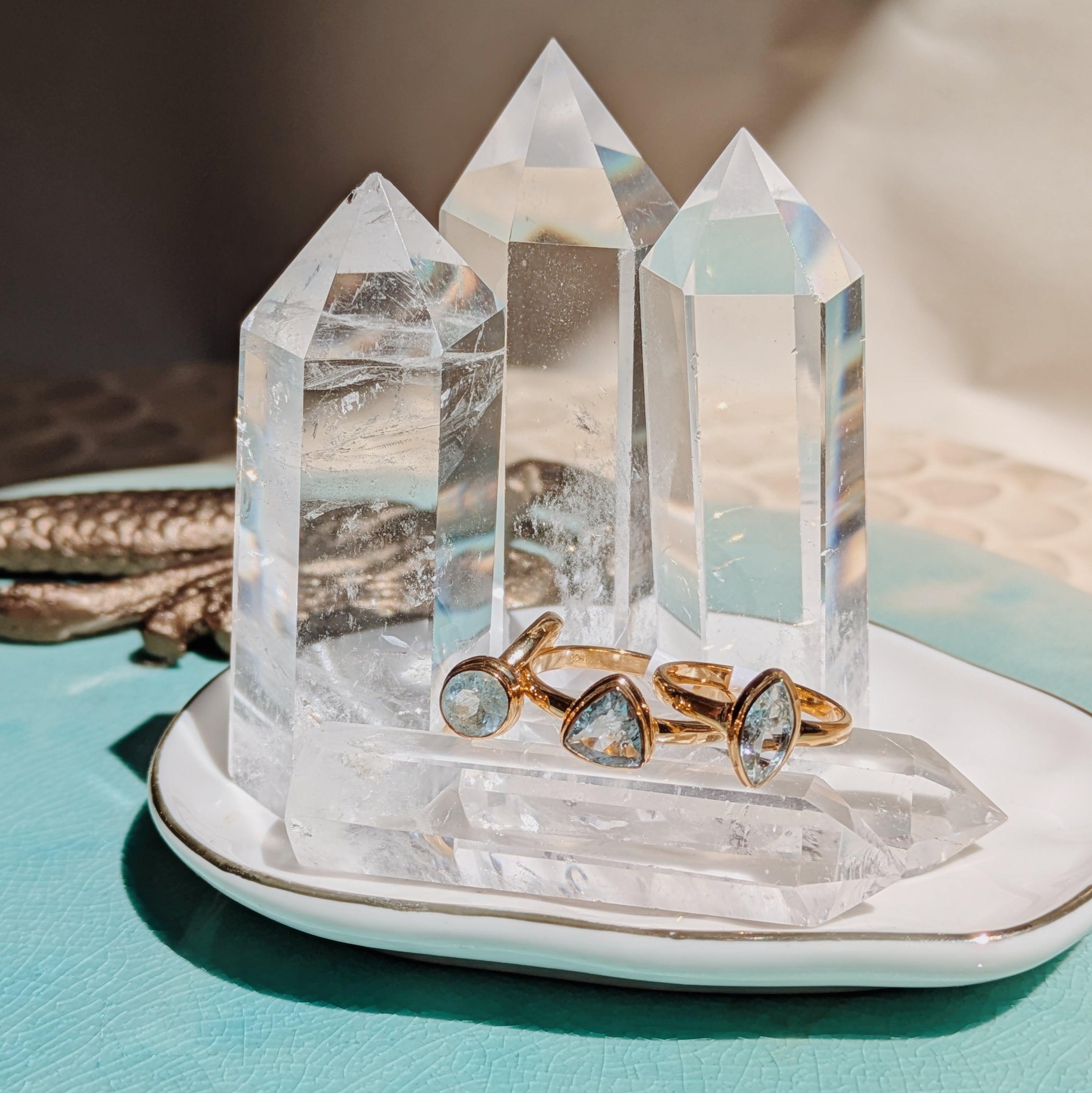 Faceted Aquamarine Ring | Gold