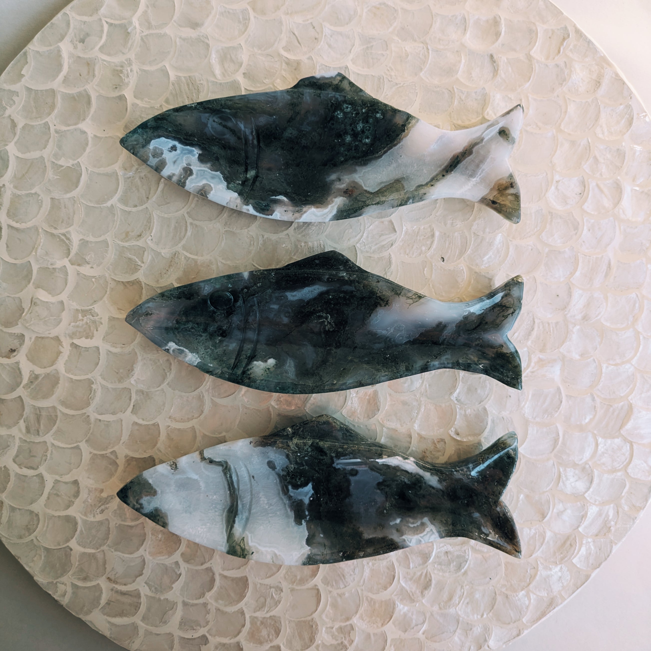 Hand Carved Crystal Fish Dishes
