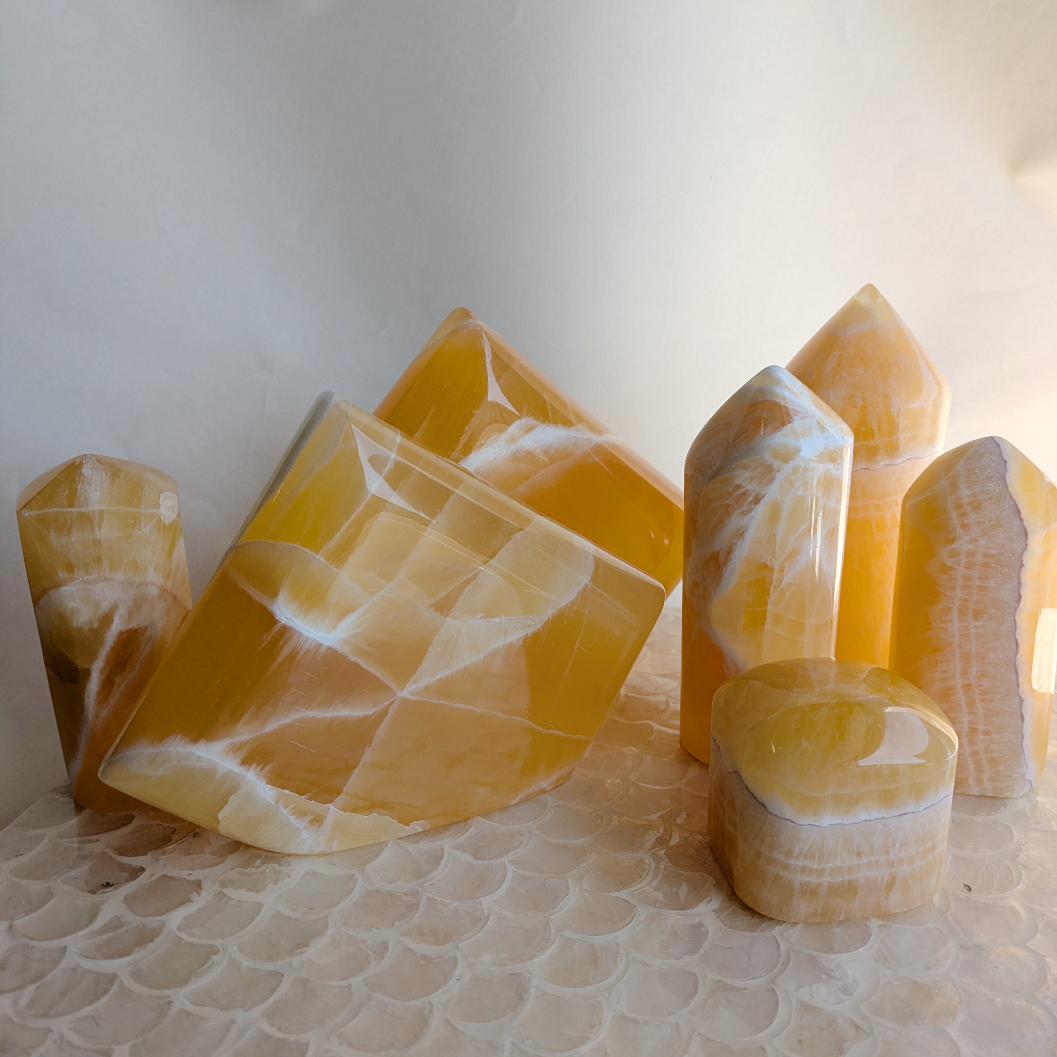 Honeycomb Calcite Towers and Free Forms