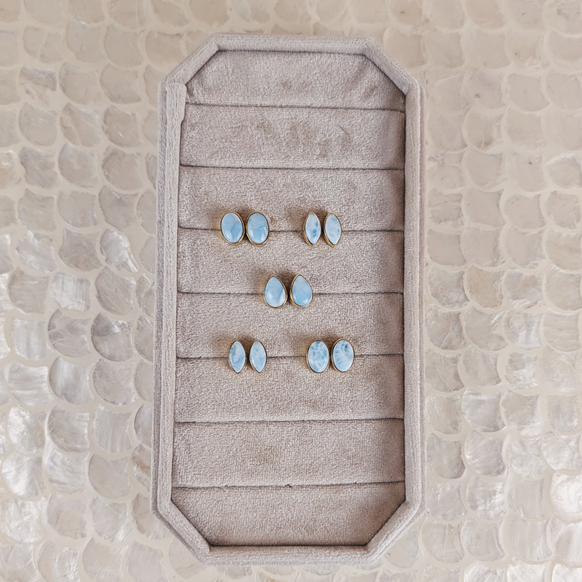 Larimar Stud Earrings