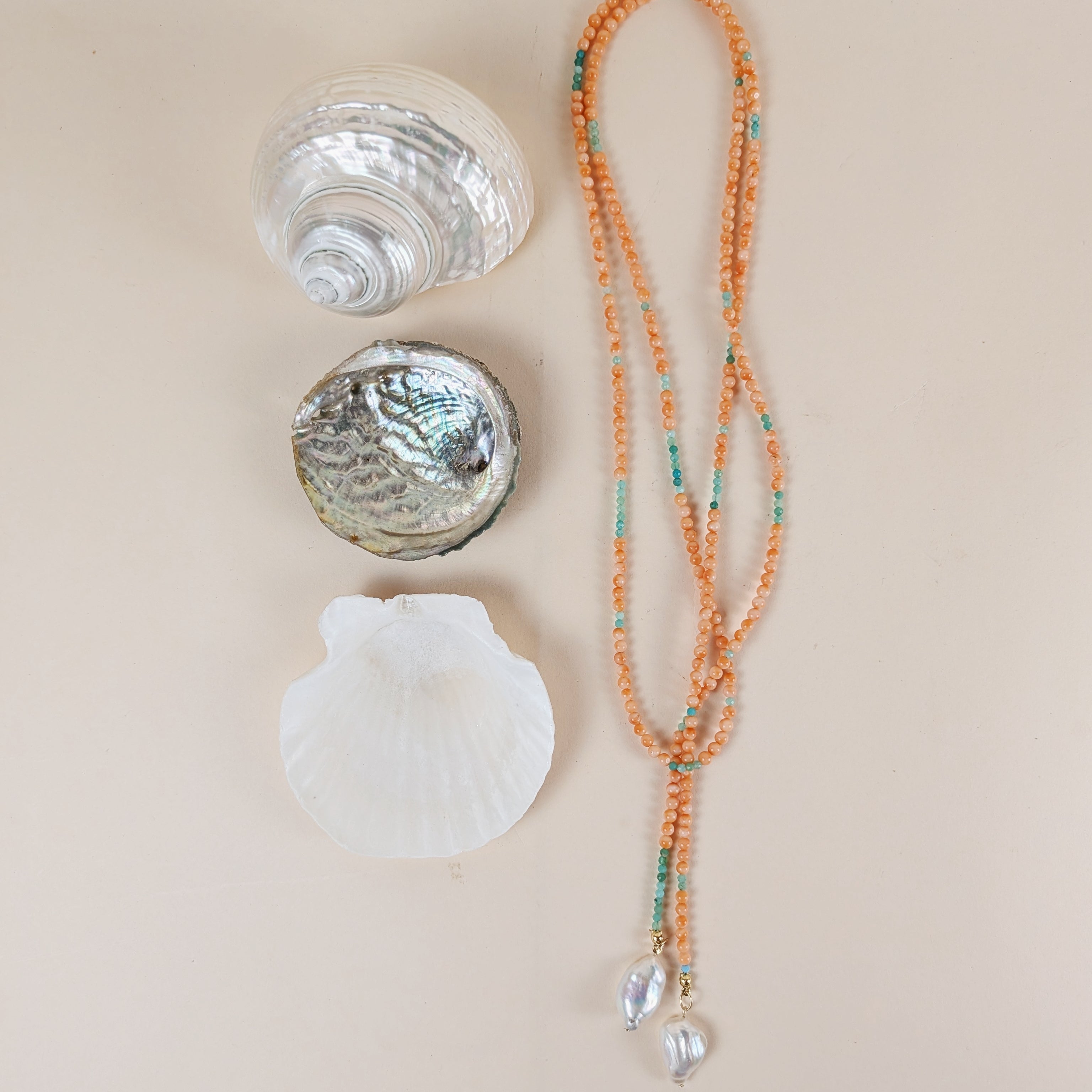 The Rosalie Necklace | Coral + Chrysoprase + Pearl