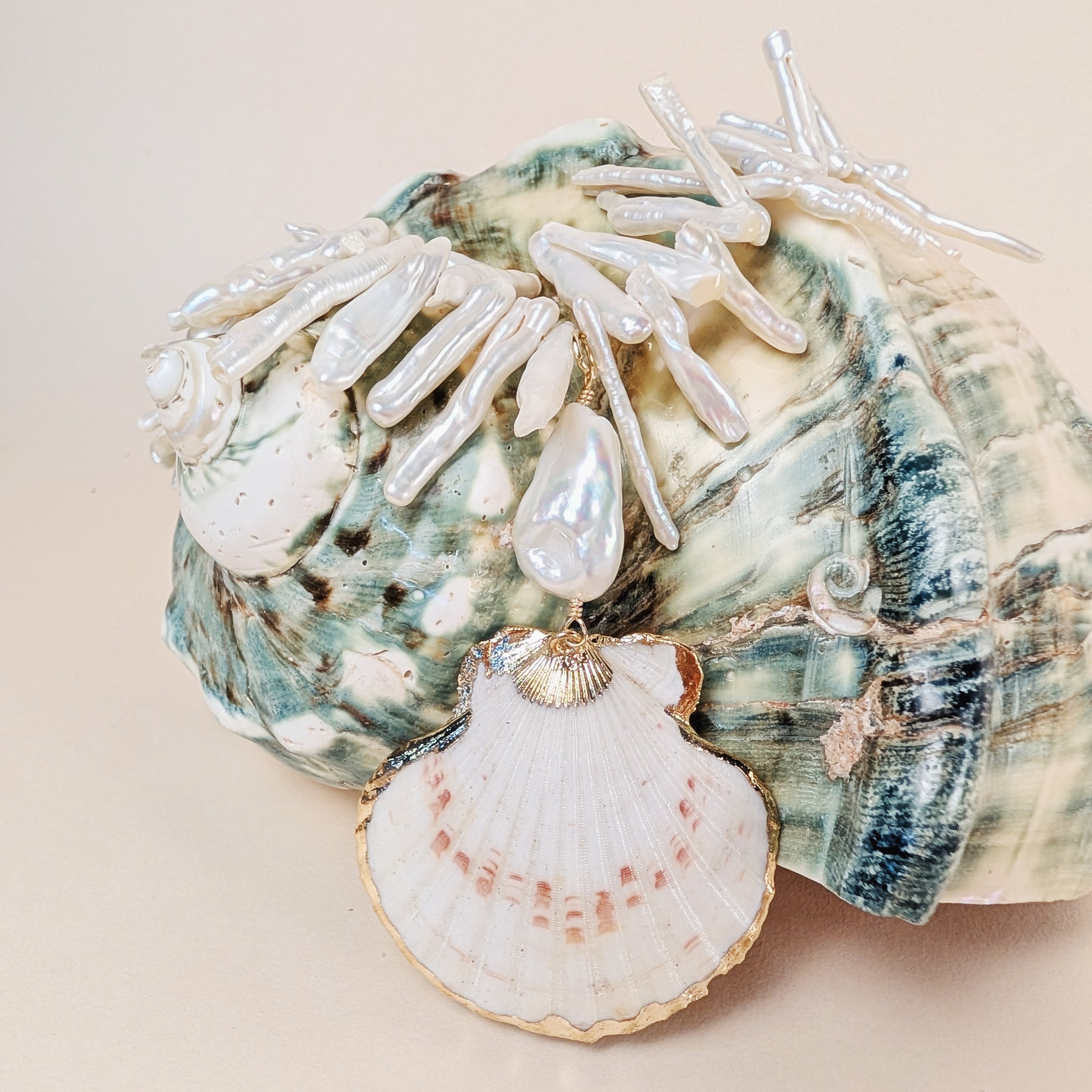 Catalina Pearl & Tiger Paw Necklace