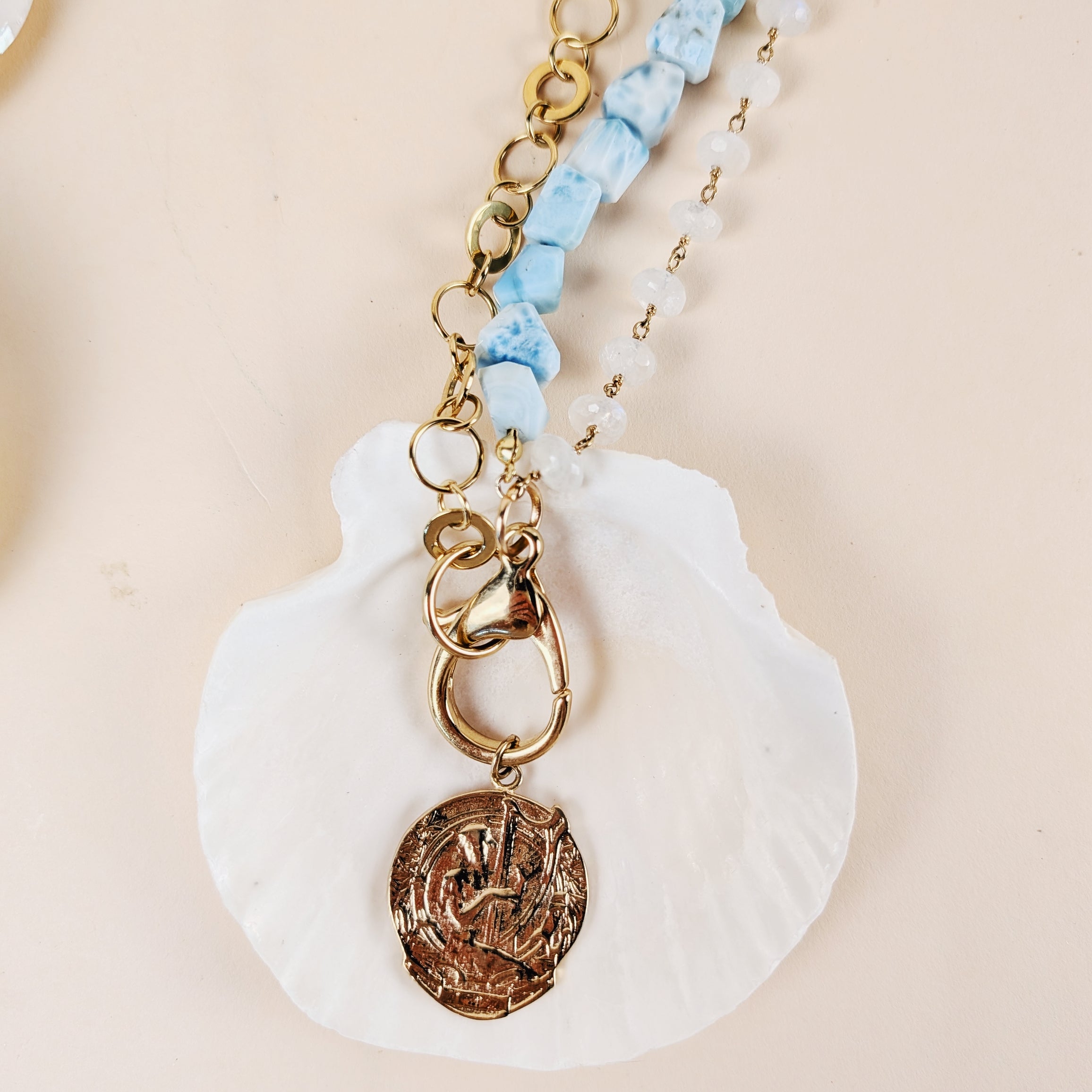 The Estelle Necklace | Italian Coral + Larimar