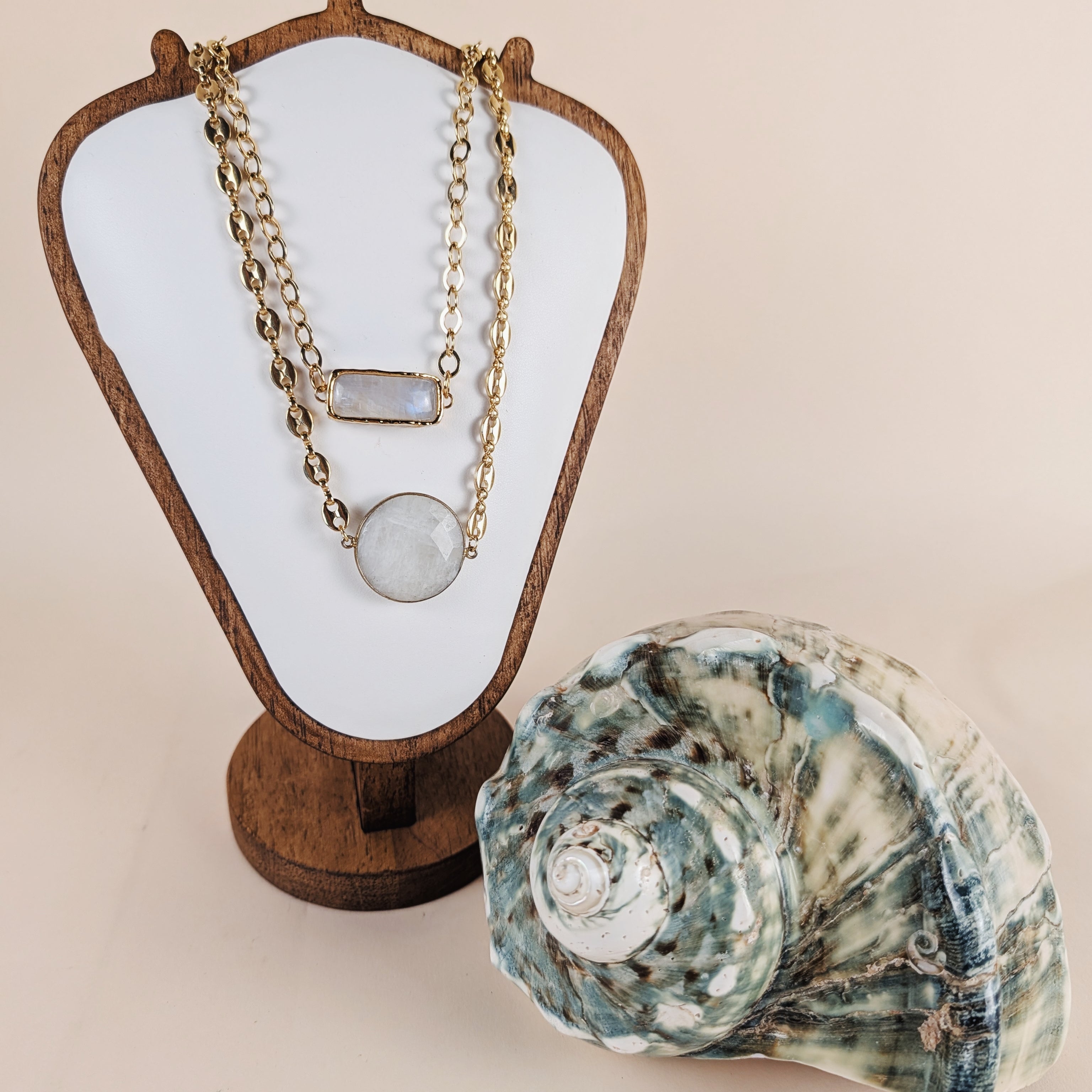 The Cordella Necklace | Moonstone + Pink Opal