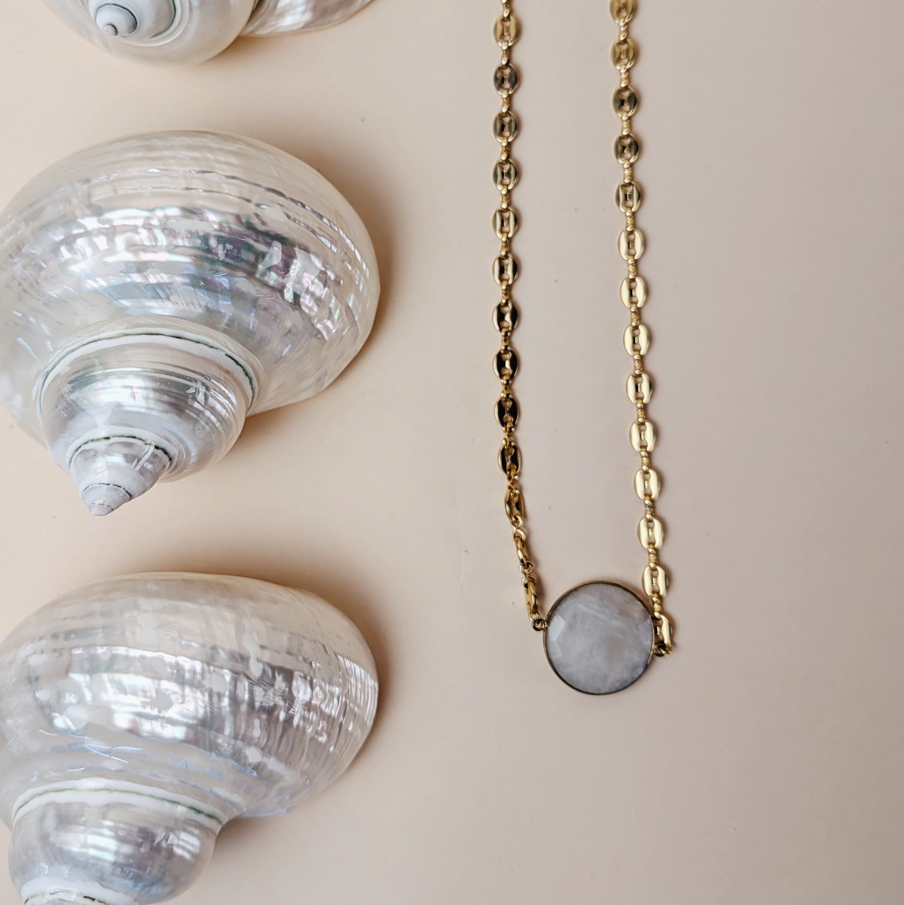 The Cordella Necklace | Moonstone + Pink Opal