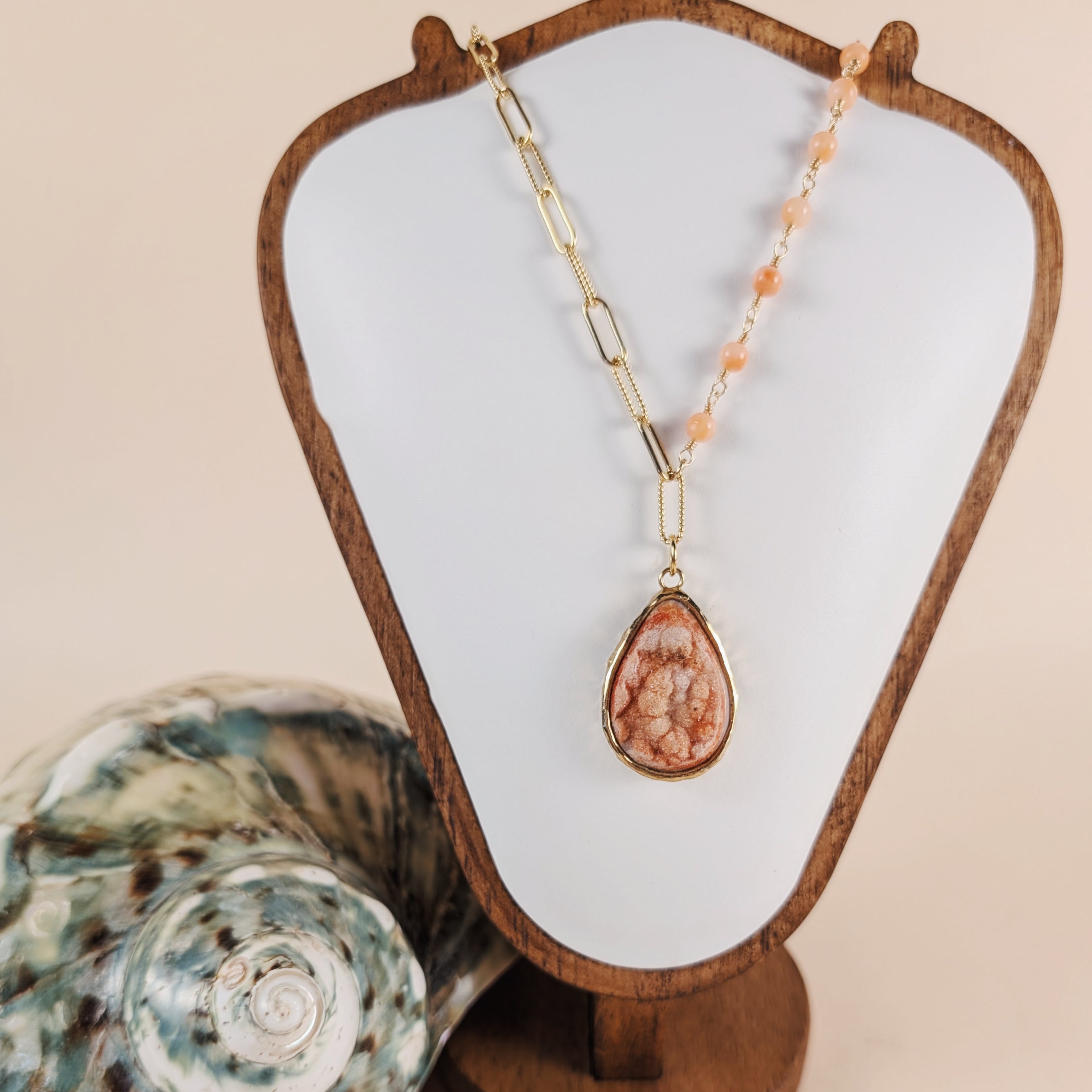 The Marcella Necklace | Coral + Agatized Coral