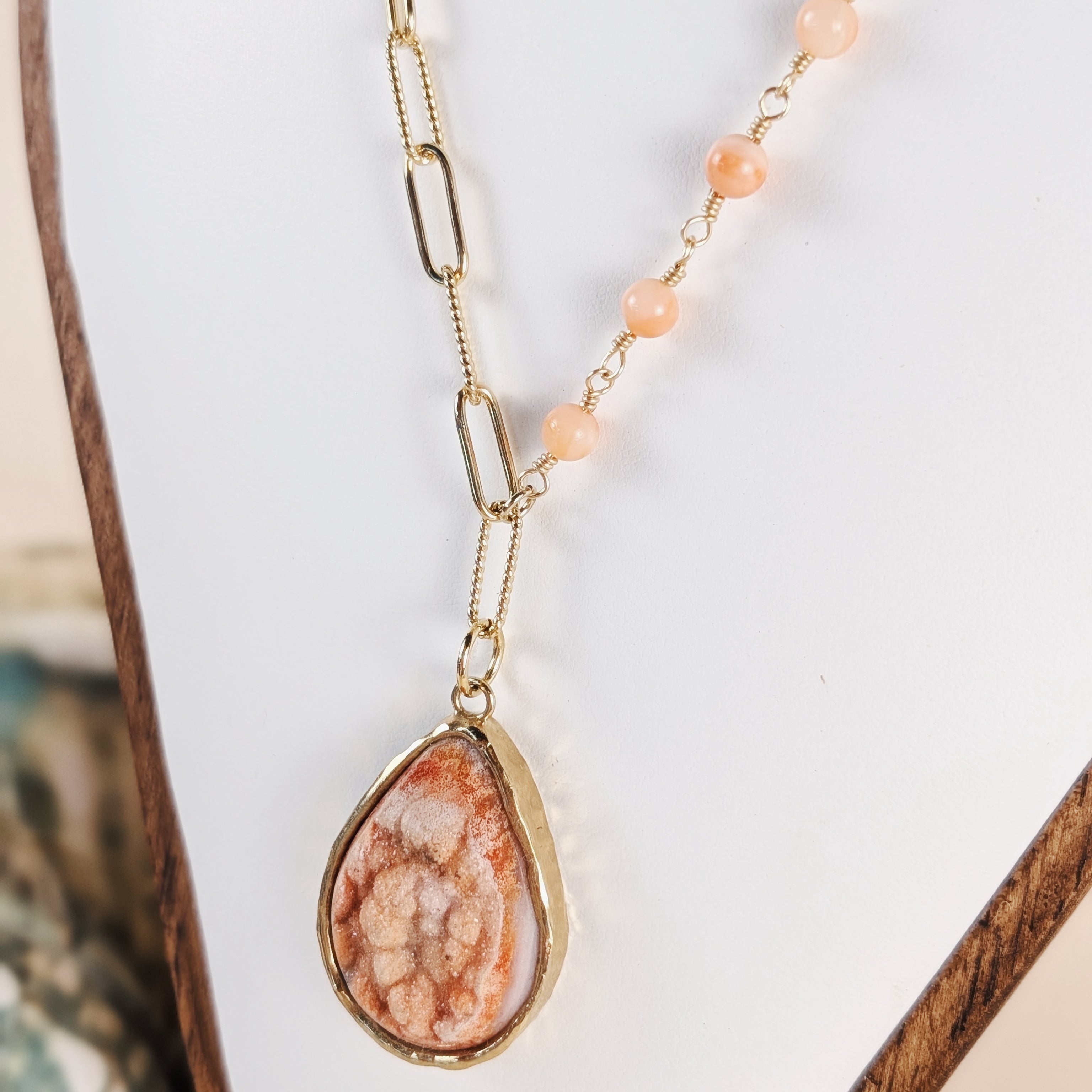 The Marcella Necklace | Coral + Agatized Coral