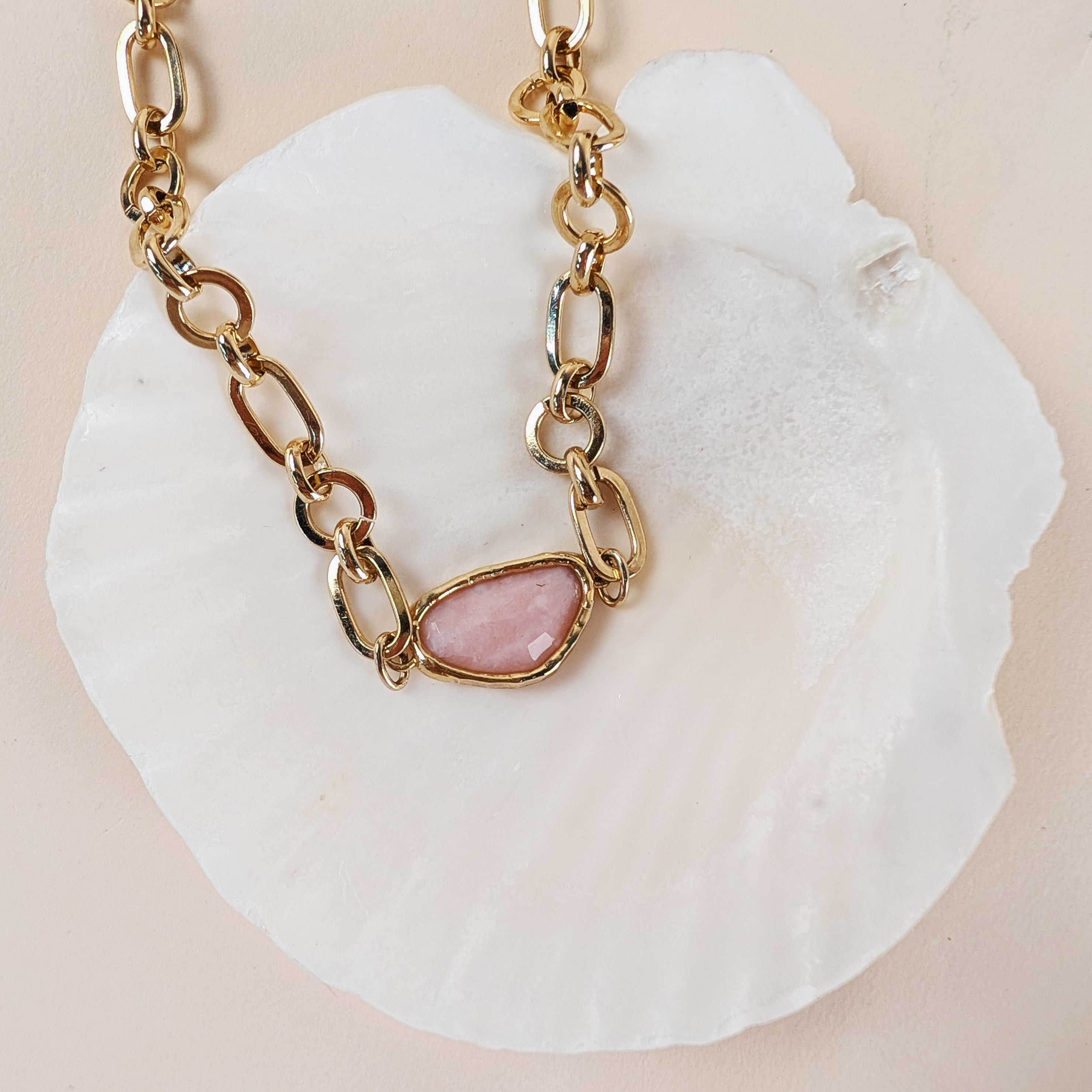 The Cordella Necklace | Moonstone + Pink Opal
