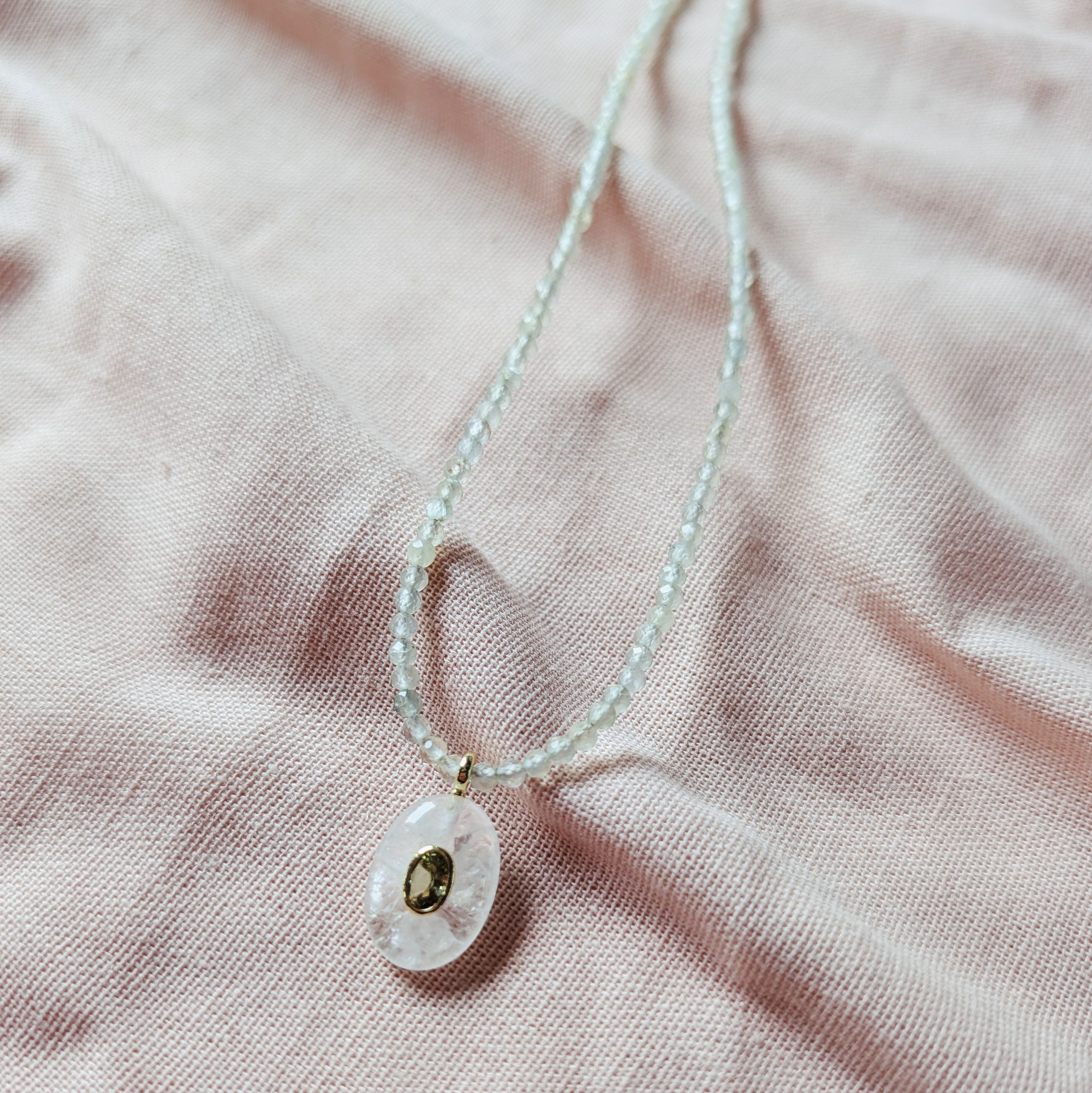 The Celine Necklace | Prehnite & Clear Quartz
