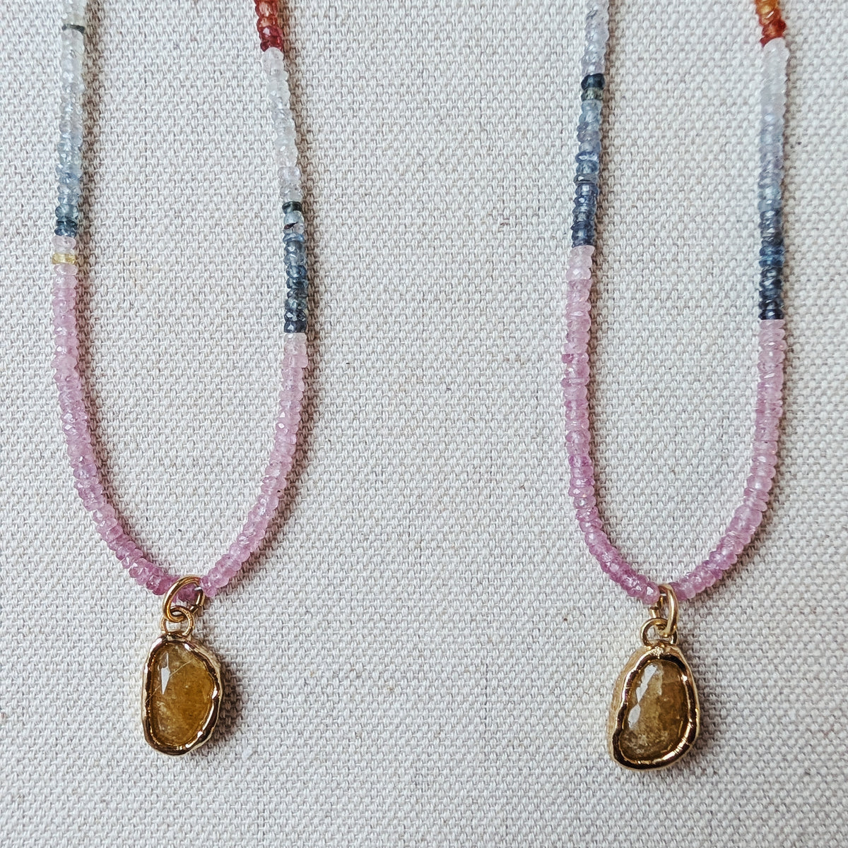 The Celine Necklace | Prehnite, Quartz + Sapphire