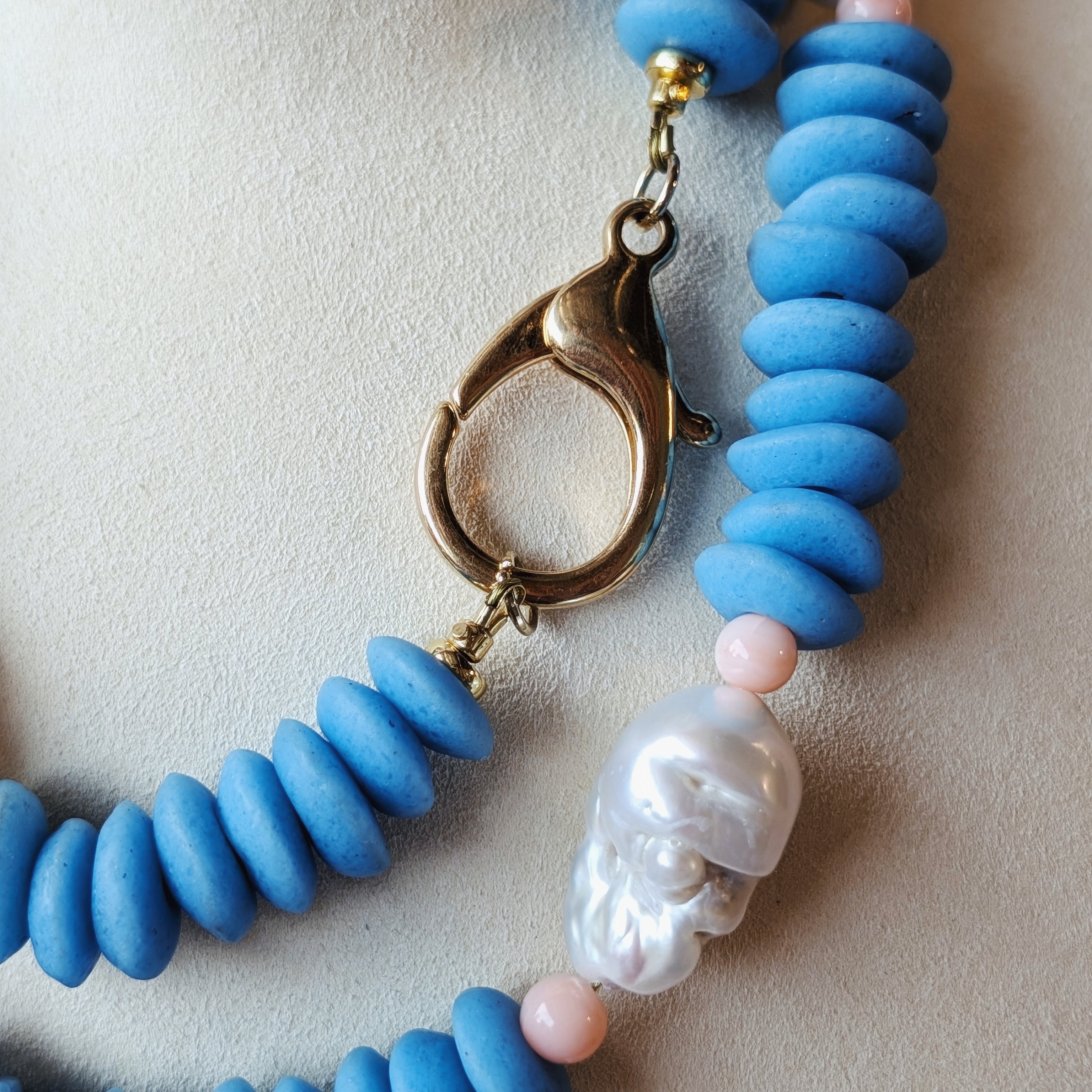 The Bellamy Collar | Pearl + Coral + Ashanti Beads